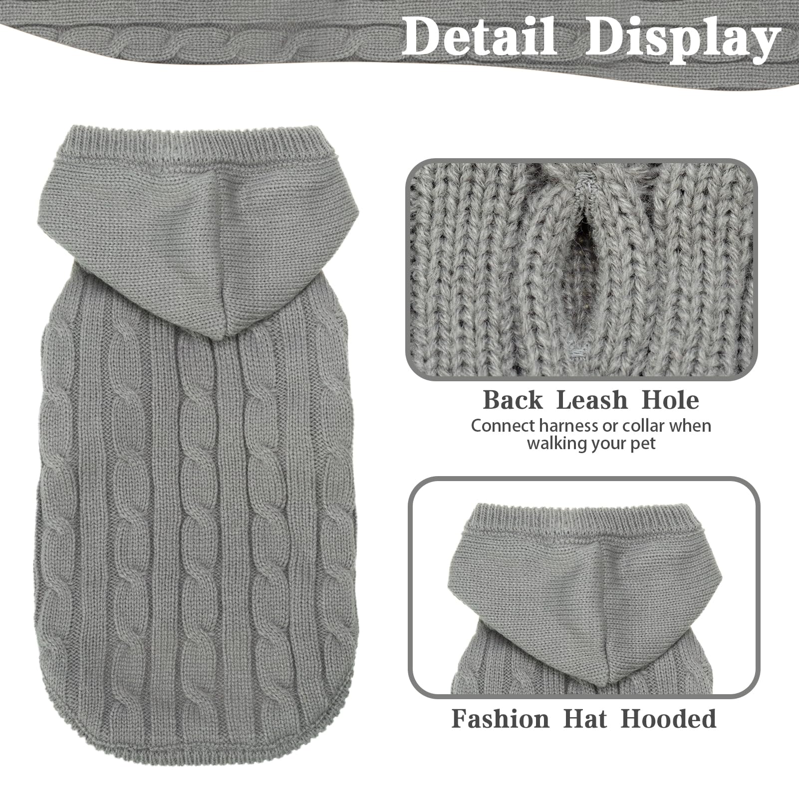PUPTECK winter sweater back with leash hole enables simple outdoor leash attachment.