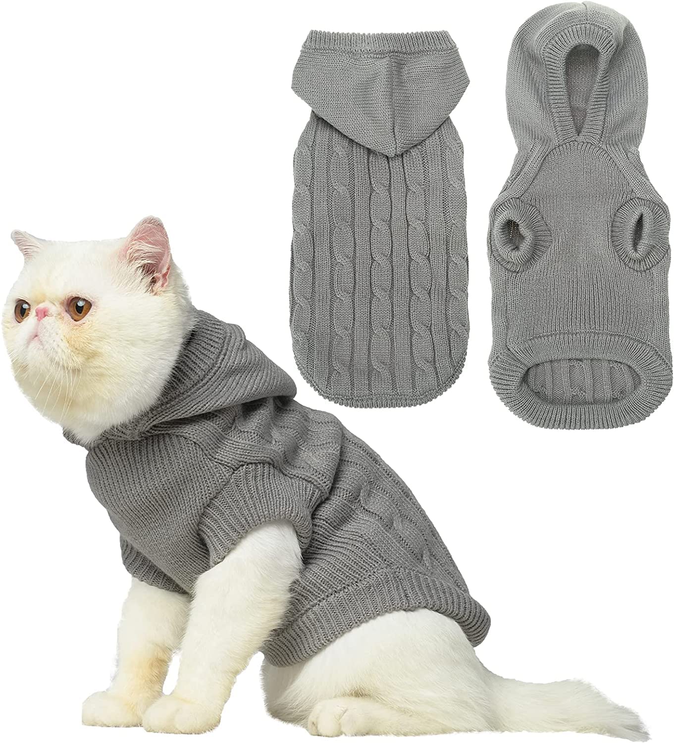 PUPTECK winter sweater grey front view showcases cozy warmth for chilly walks.
