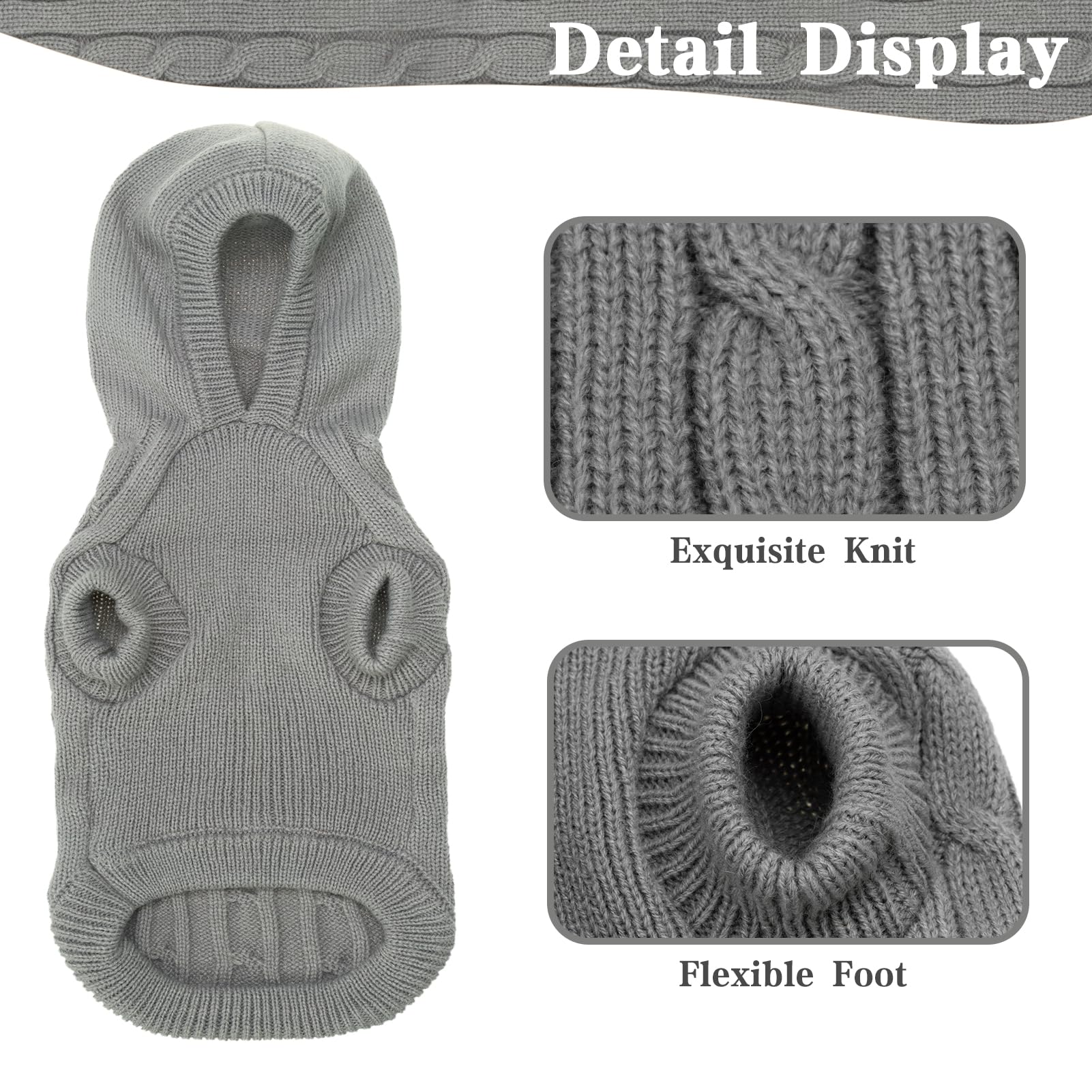 PUPTECK winter sweater size chart helps find the best fit for pets.