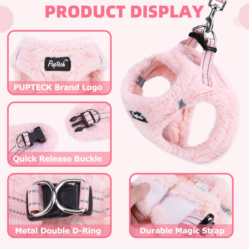 PUPTECK adjustable dog harness side view with reflective safety for night walks.