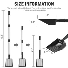 PUPTECK adjustable-length litter scoop in use for comfortable height.