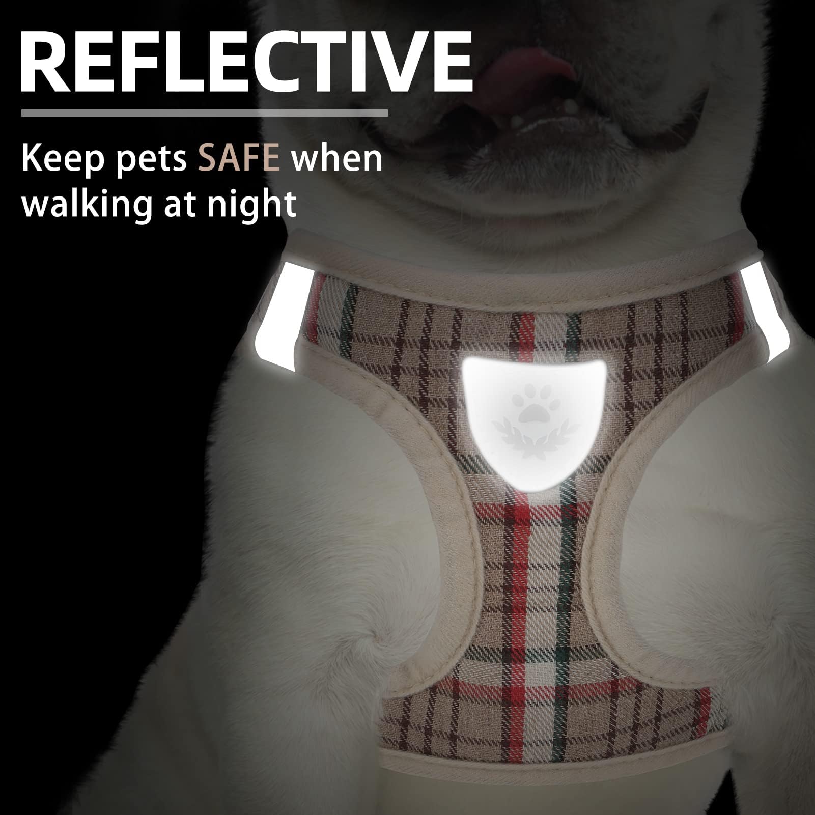 PUPTECK air-mesh harness appears soft and breathable for all-day wear.