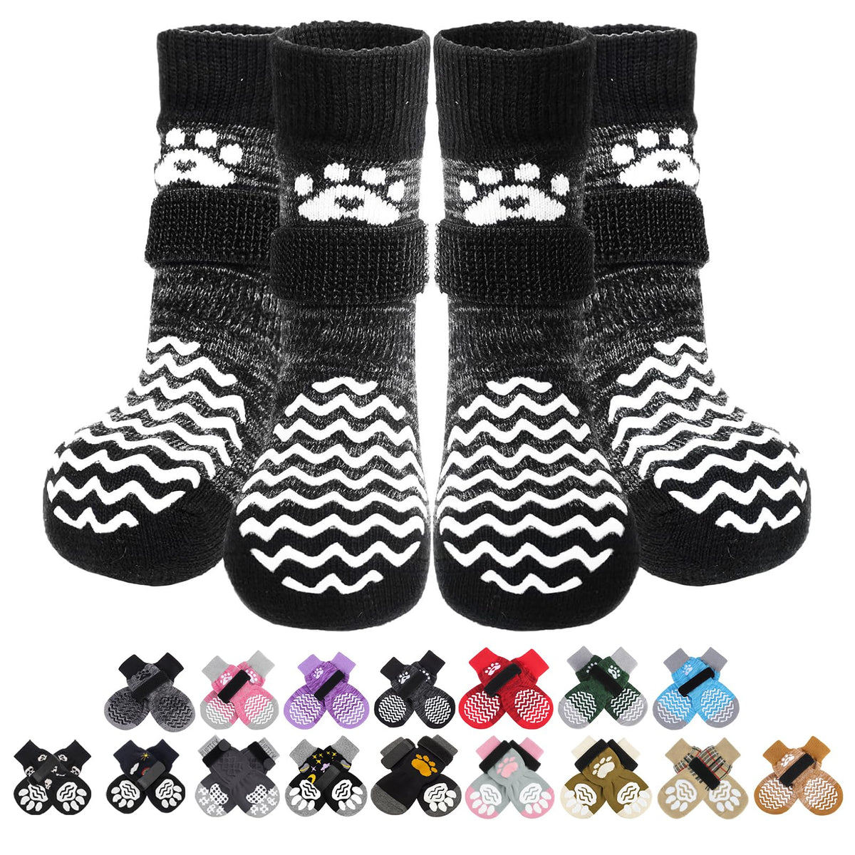 PUPTECK anti-slip dog socks pack-2 for secure indoor traction