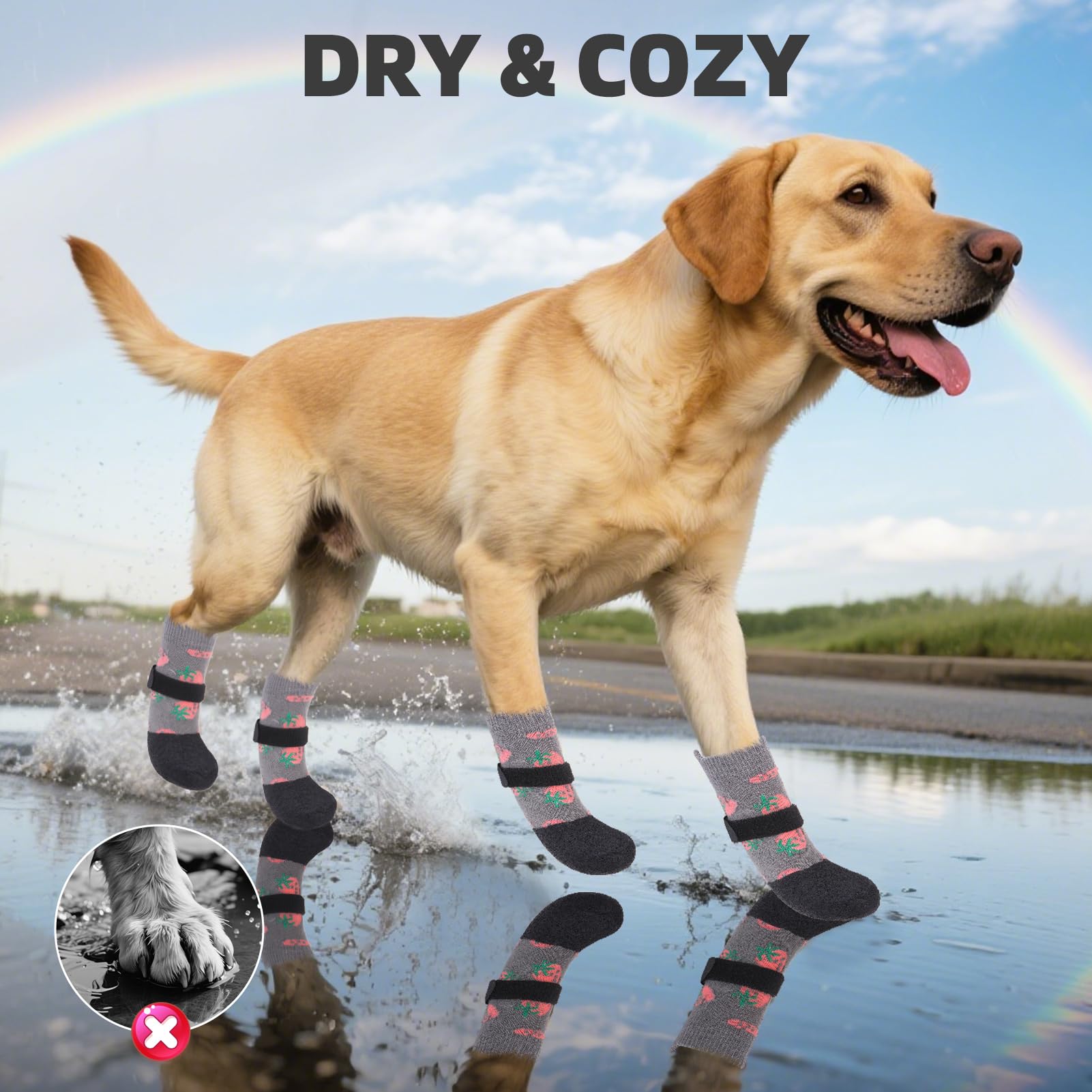 PUPTECK anti-slip dogs shoes easy on secure fit for active dogs