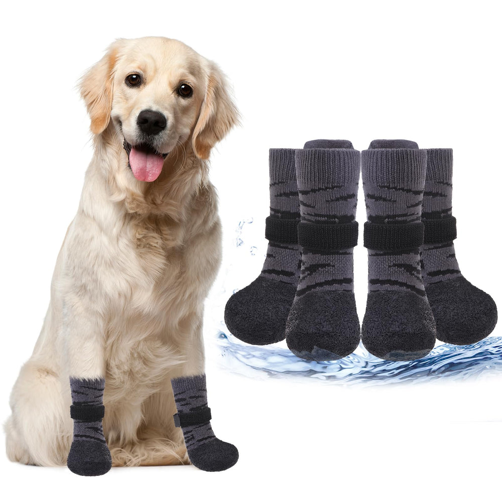 PUPTECK anti-slip dogs shoes Tiger XL on dog showing secure traction