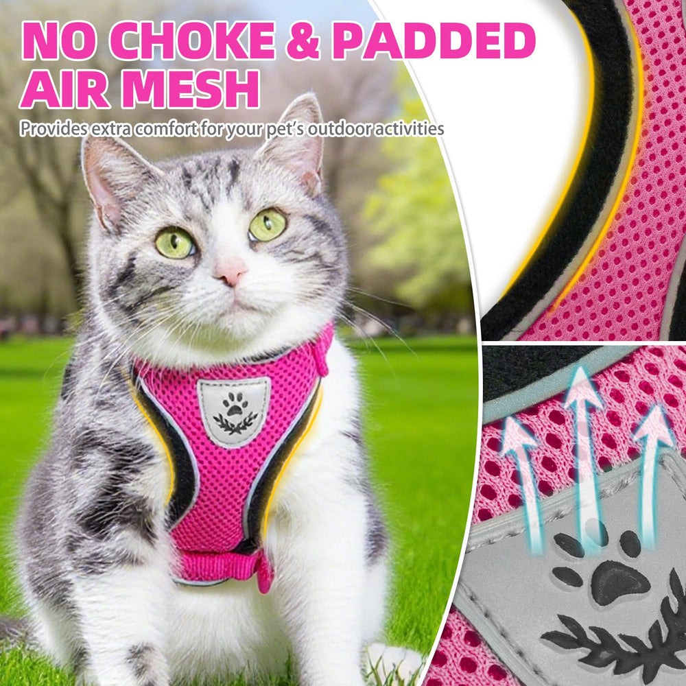 PUPTECK arnés para gato con ajuste de cuatro puntos facilita un ajuste cómodo.