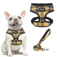 Arnés de malla suave PUPTECK para perro amarillo, talla S, uso diario.