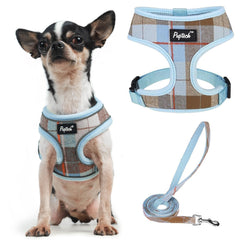 PUPTECK arnés malla suave con diseño de cuadros para paseos diarios.