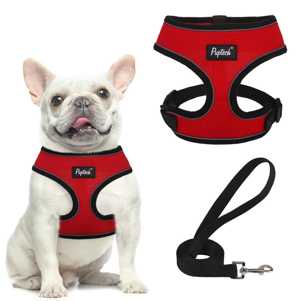 Arnés de malla suave PUPTECK rojo para paseos diarios.