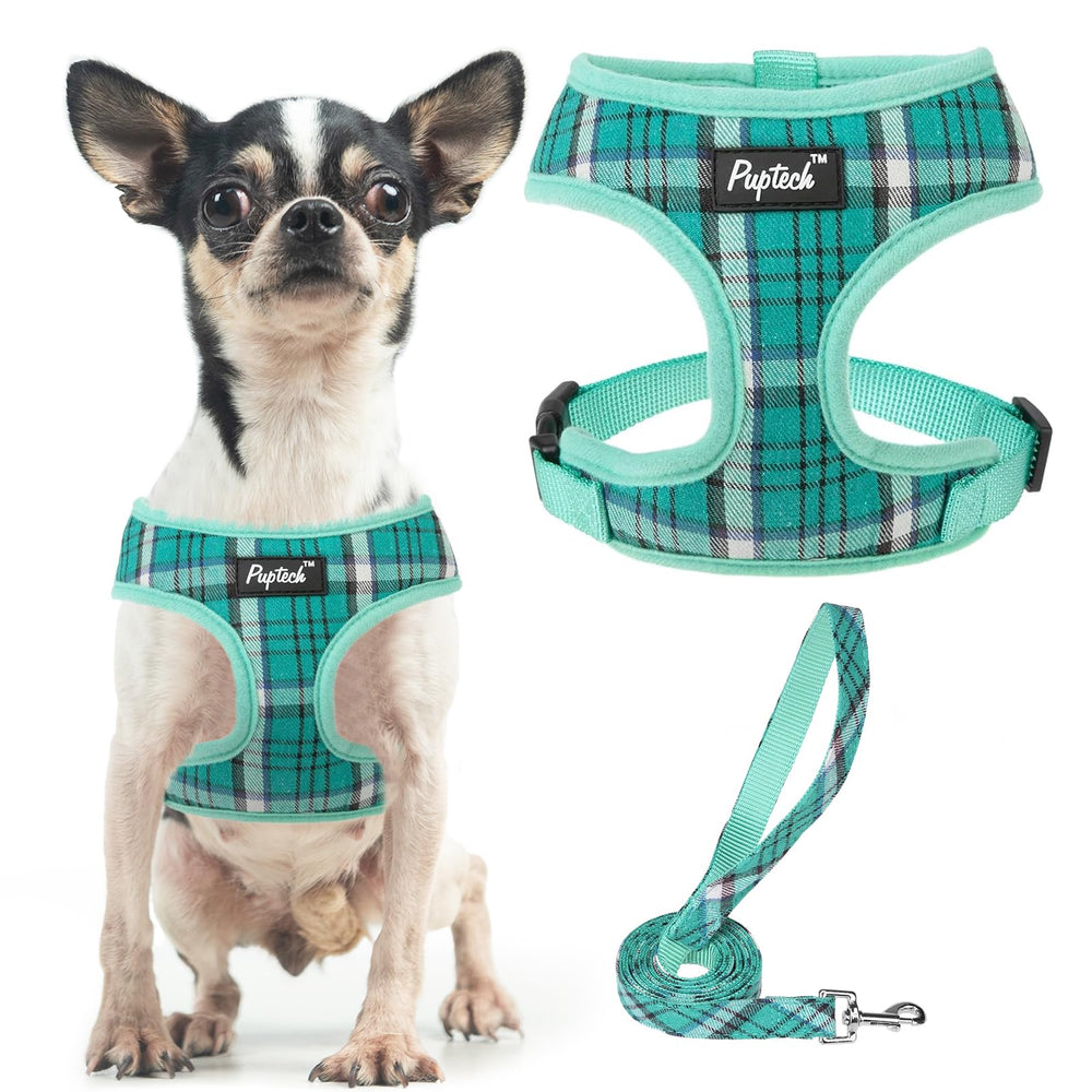 PUPTECK arnés de malla suave verde XS para paseos cómodos.