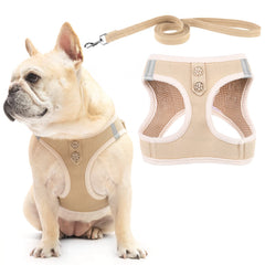 PUPTECK arnés para perro denim beige, vista frontal, ajuste cómodo y ligero