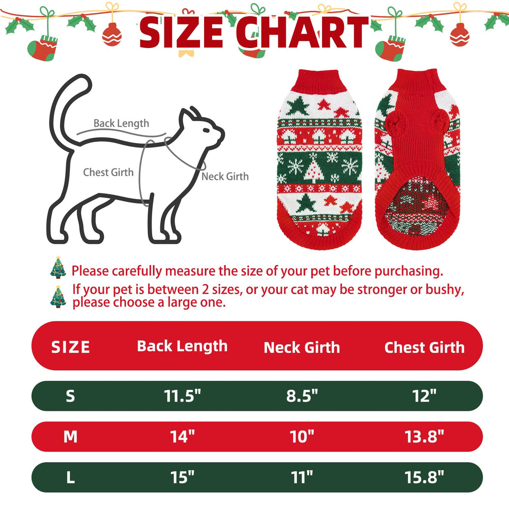 PUPTECK Christmas Cat Sweater back view showcases stretch fabric for all-day comfort