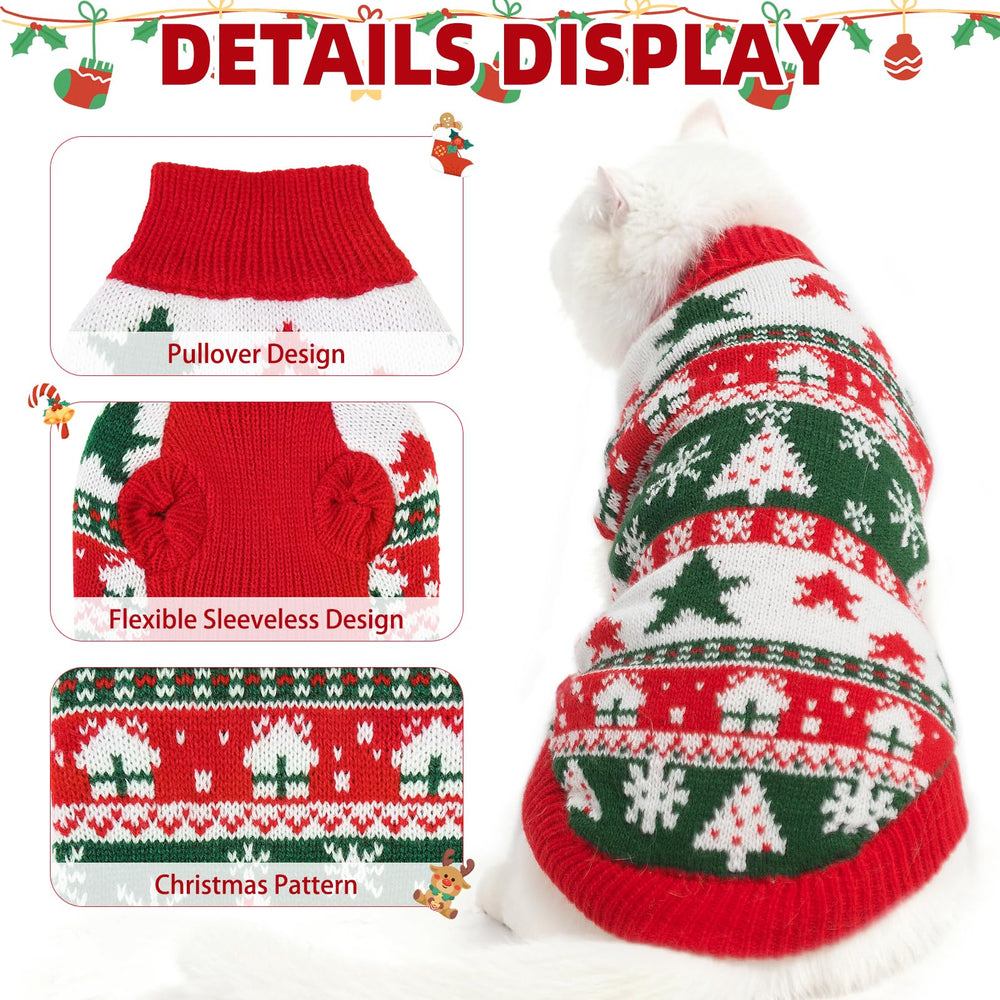 PUPTECK Christmas Cat Sweater open belly; easy potty breaks and natural movement