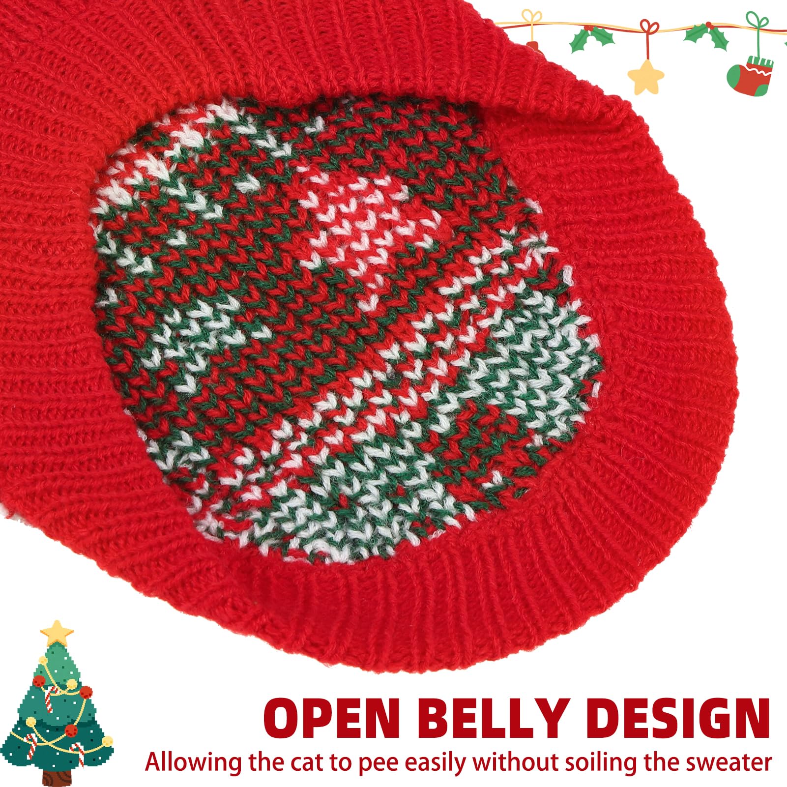 PUPTECK Christmas Cat Sweater pullover necklines for easy dressing