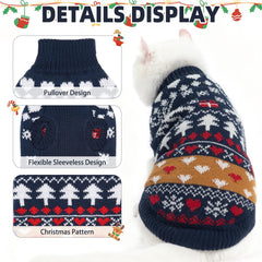 PUPTECK Christmas cat sweater stretchy fabric demonstrates flexible, comfortable fit