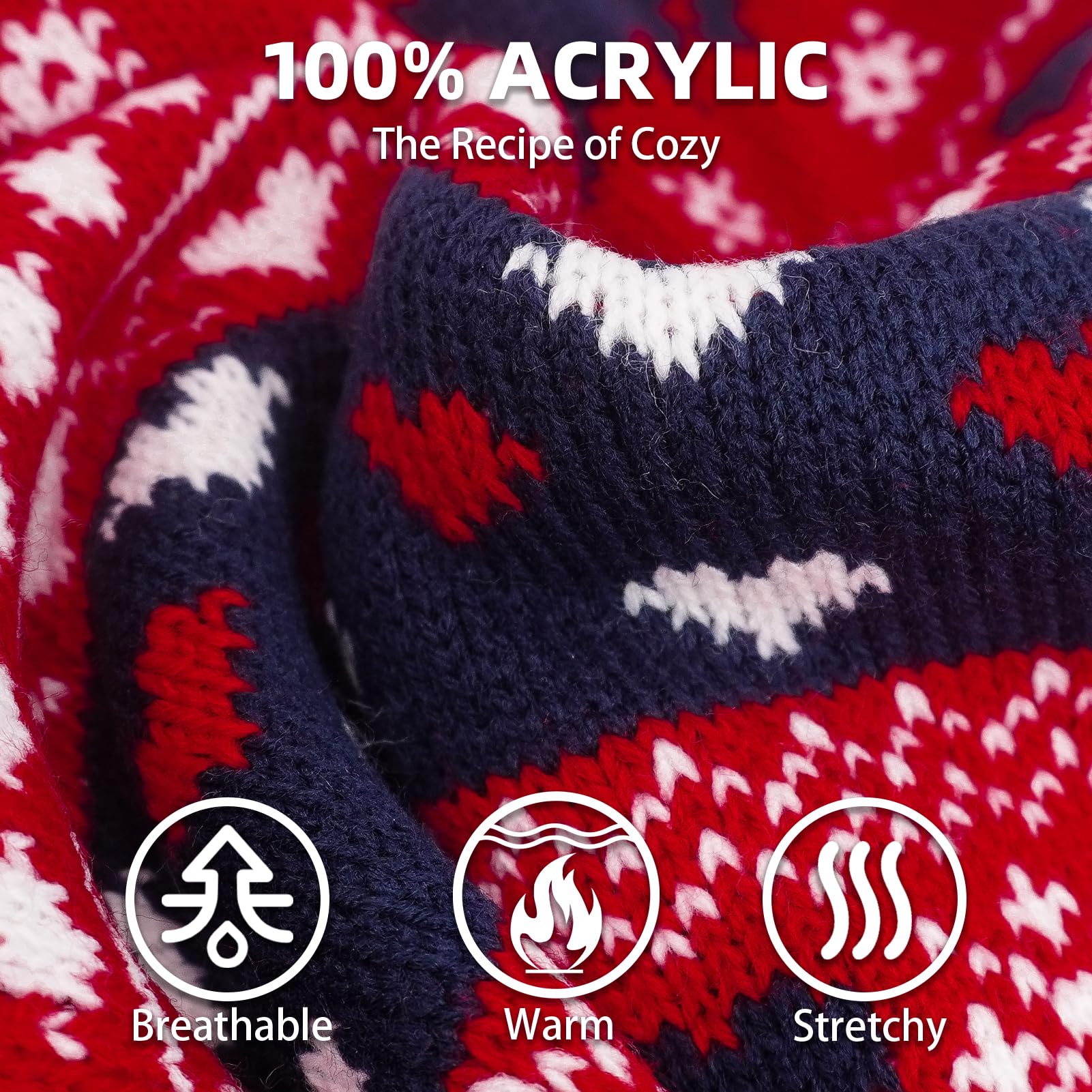 PUPTECK Christmas dog sweater on-dog model showing comfortable fit.