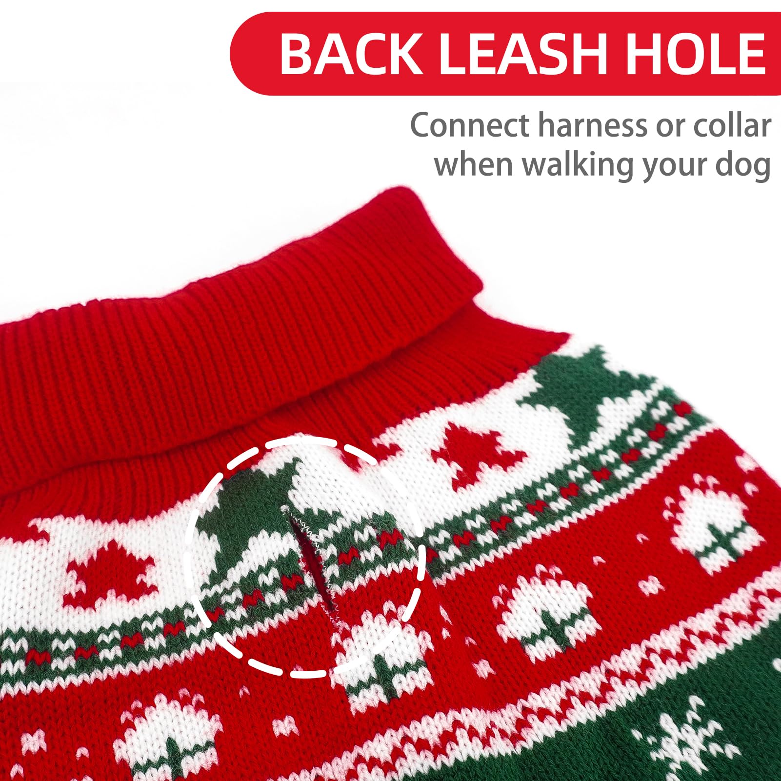 PUPTECK Christmas dog sweater red design with tree and snowflake for seasonal style.