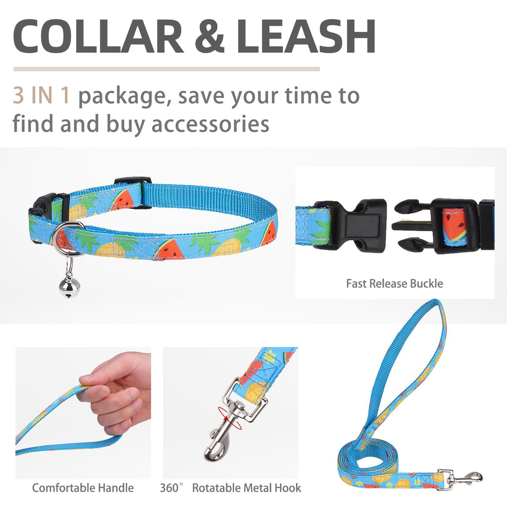 PUPTECK collar with bell in sky blue for alert walking.