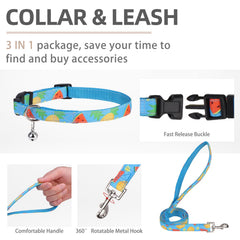 PUPTECK collar with bell in sky blue for alert walking.