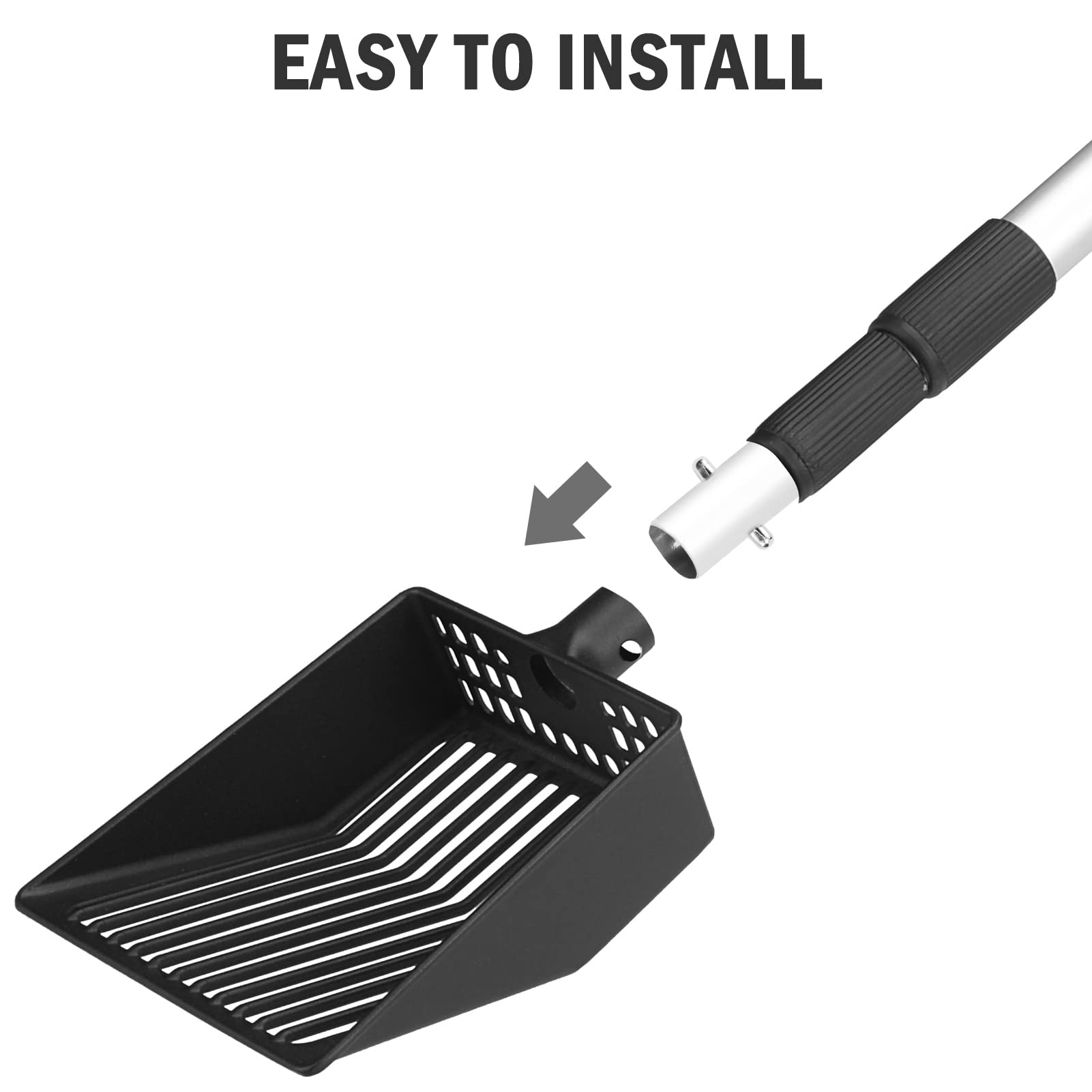 PUPTECK deep-shovel design enabling fast scooping of moist litter.