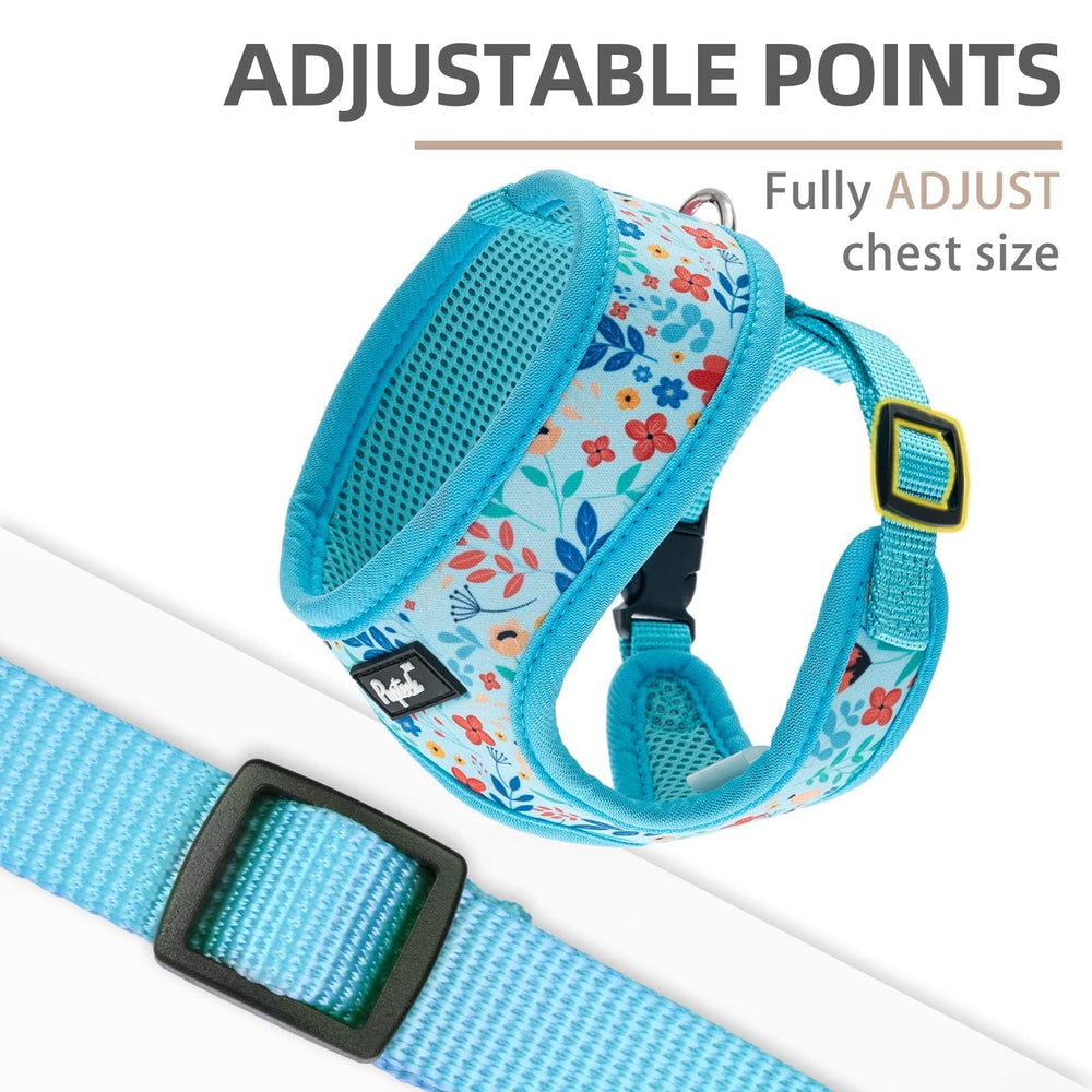 PUPTECK diseño floral arnés para paseos diarios, ligero y cómodo.