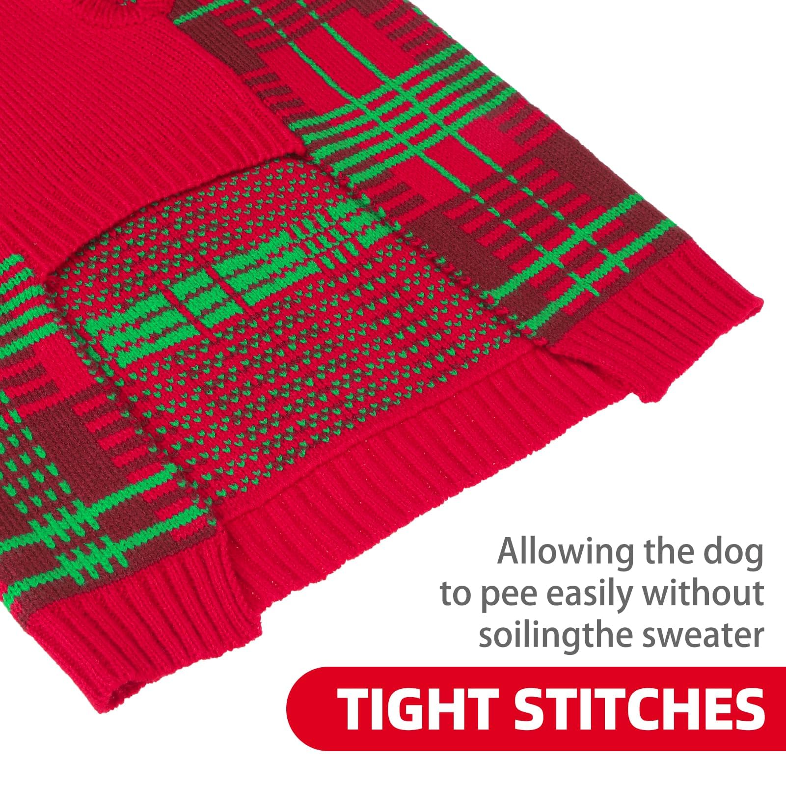 PUPTECK dog Christmas sweater plaid easy-wear pullover design for quick outfits.