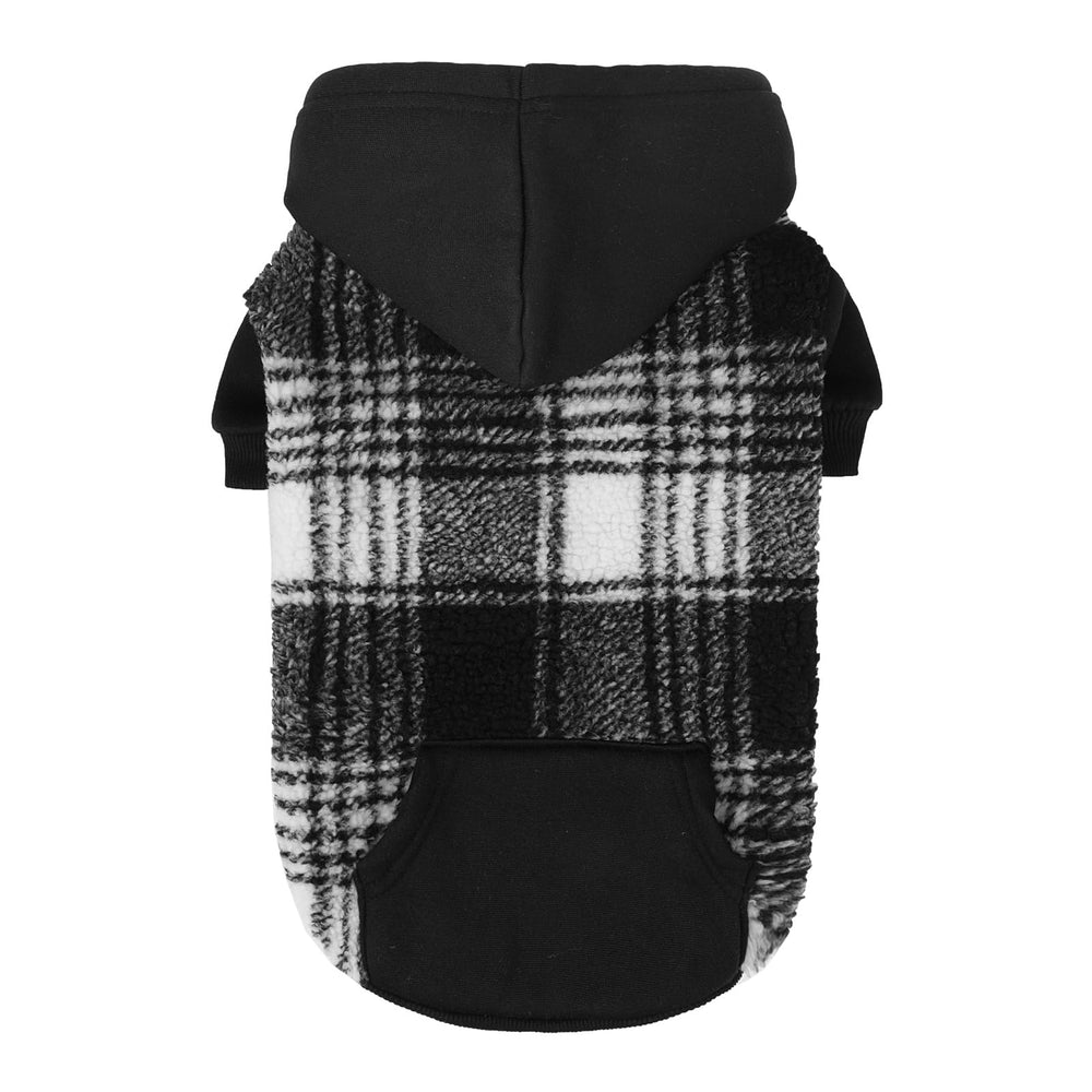 PUPTECK dog hoodie front view in black keeps your dog warm on winter walks