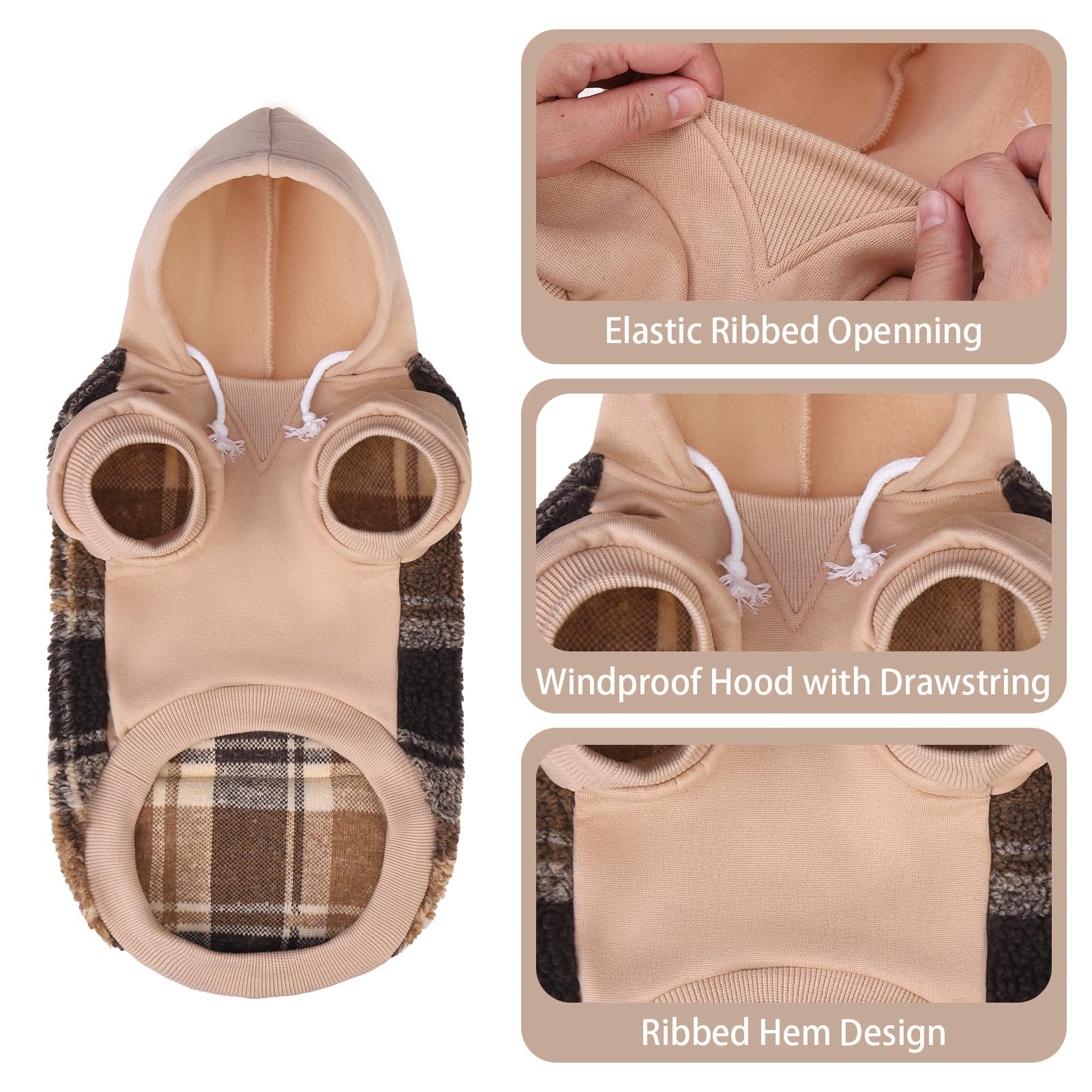 PUPTECK dog hoodie leash hole design for easy leash attachment outdoors.