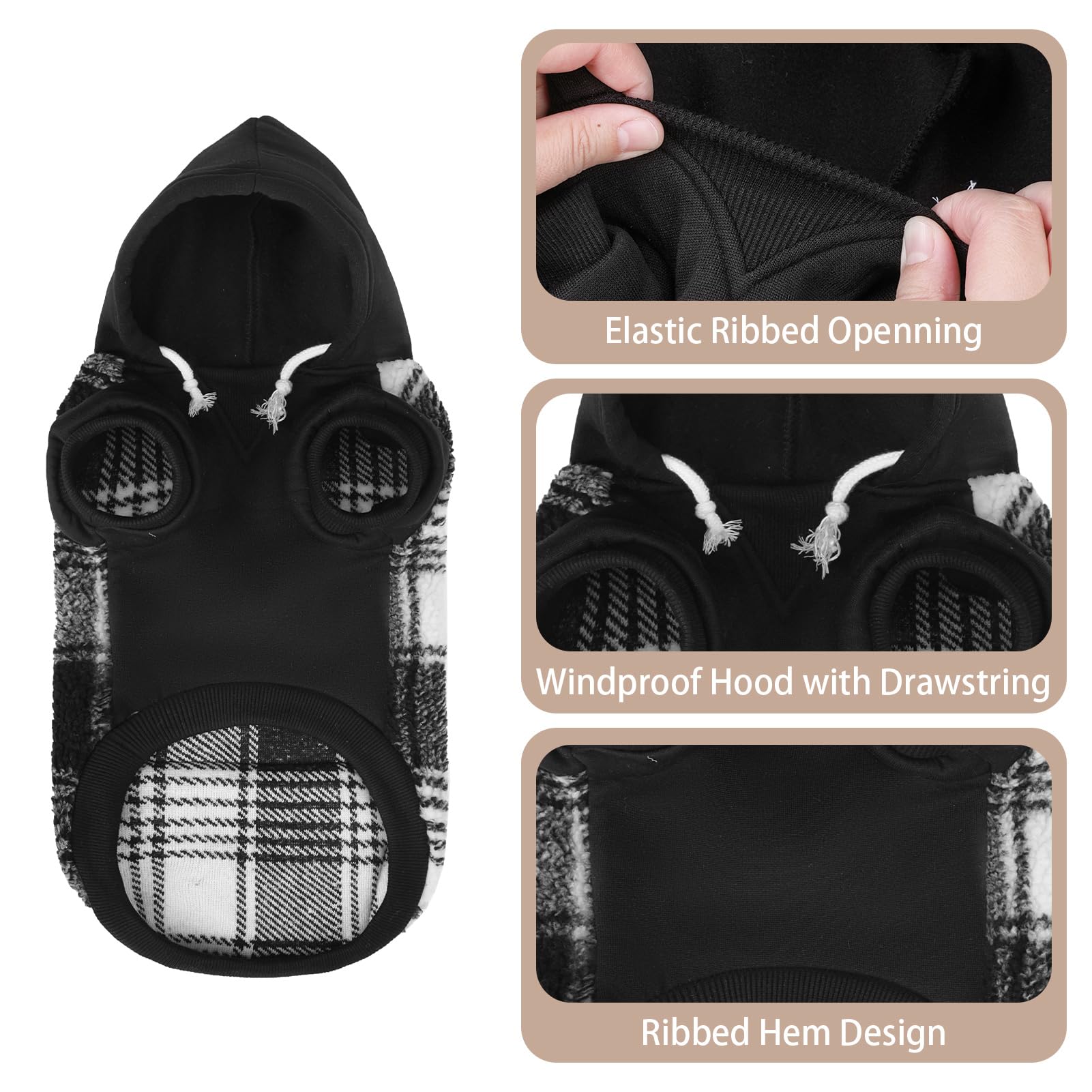 PUPTECK dog hoodie leash hole detail demonstrates convenient leash access