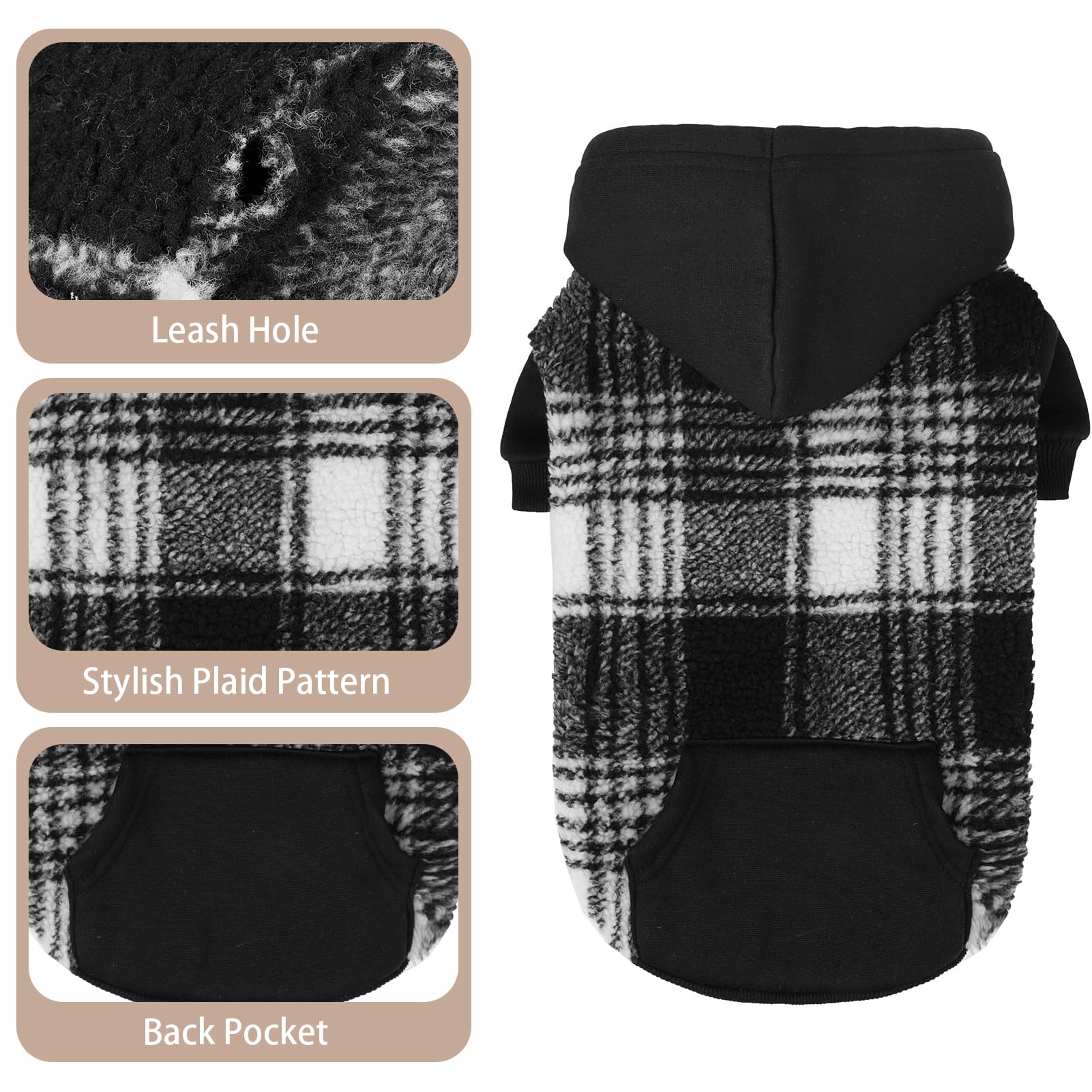 PUPTECK dog hoodie sherpa fleece texture emphasizes soft warmth