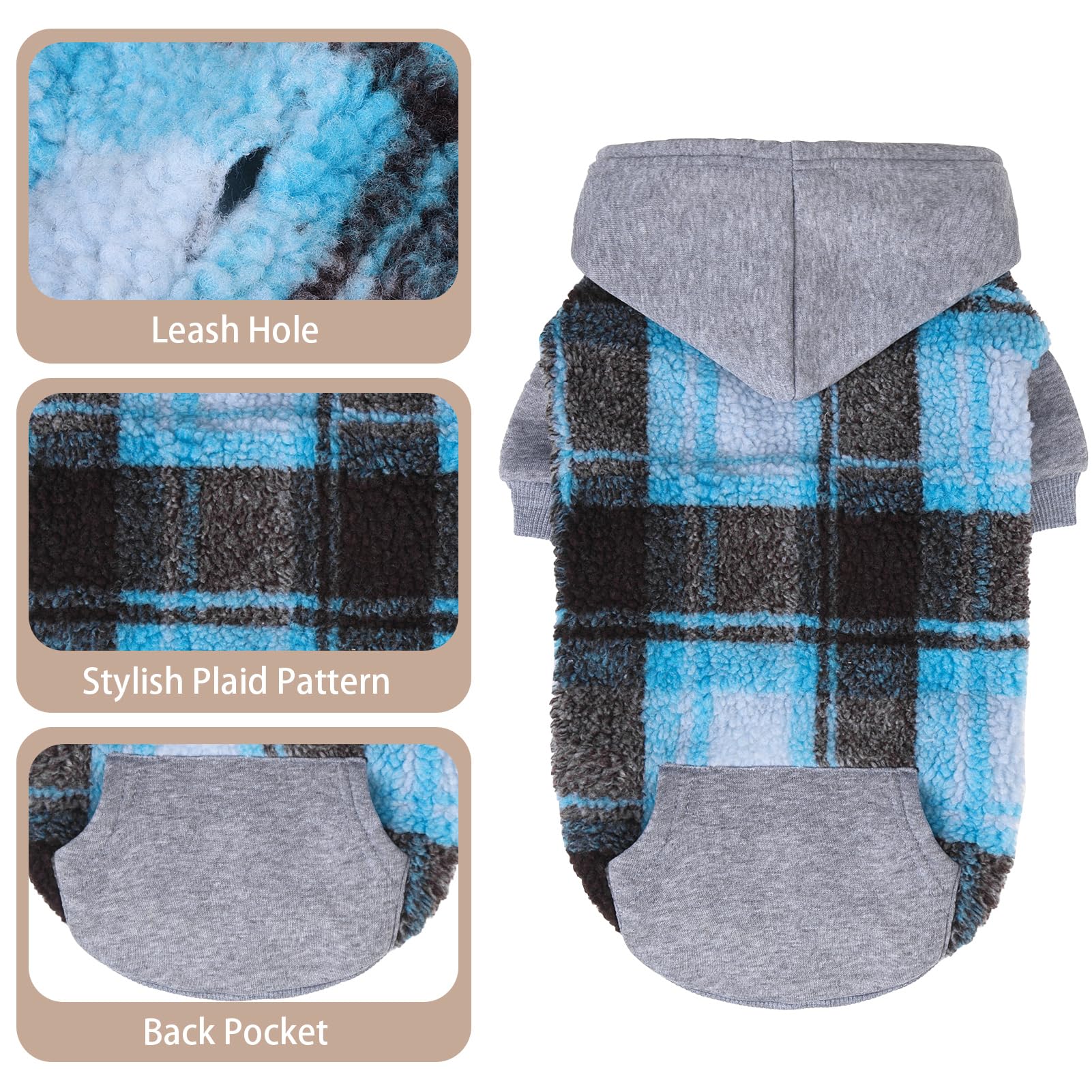 PUPTECK dog hoodie emphasizing stretch neck and cuffs for flexible movement.