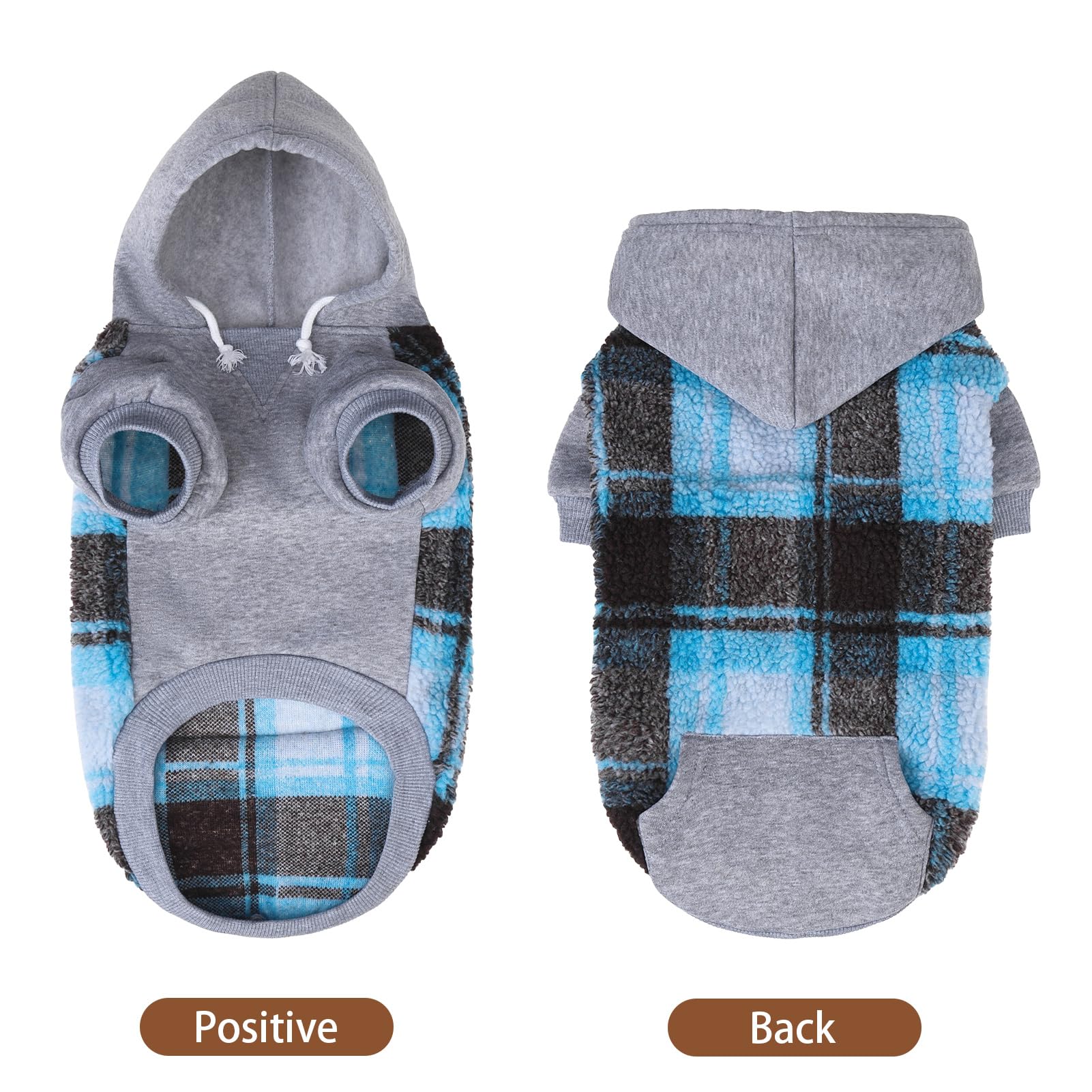 PUPTECK dog hoodie windproof hood adds extra warmth in blue.