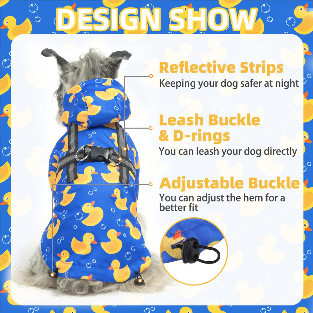 PUPTECK dog raincoat with harness back enables easy leash attachment.