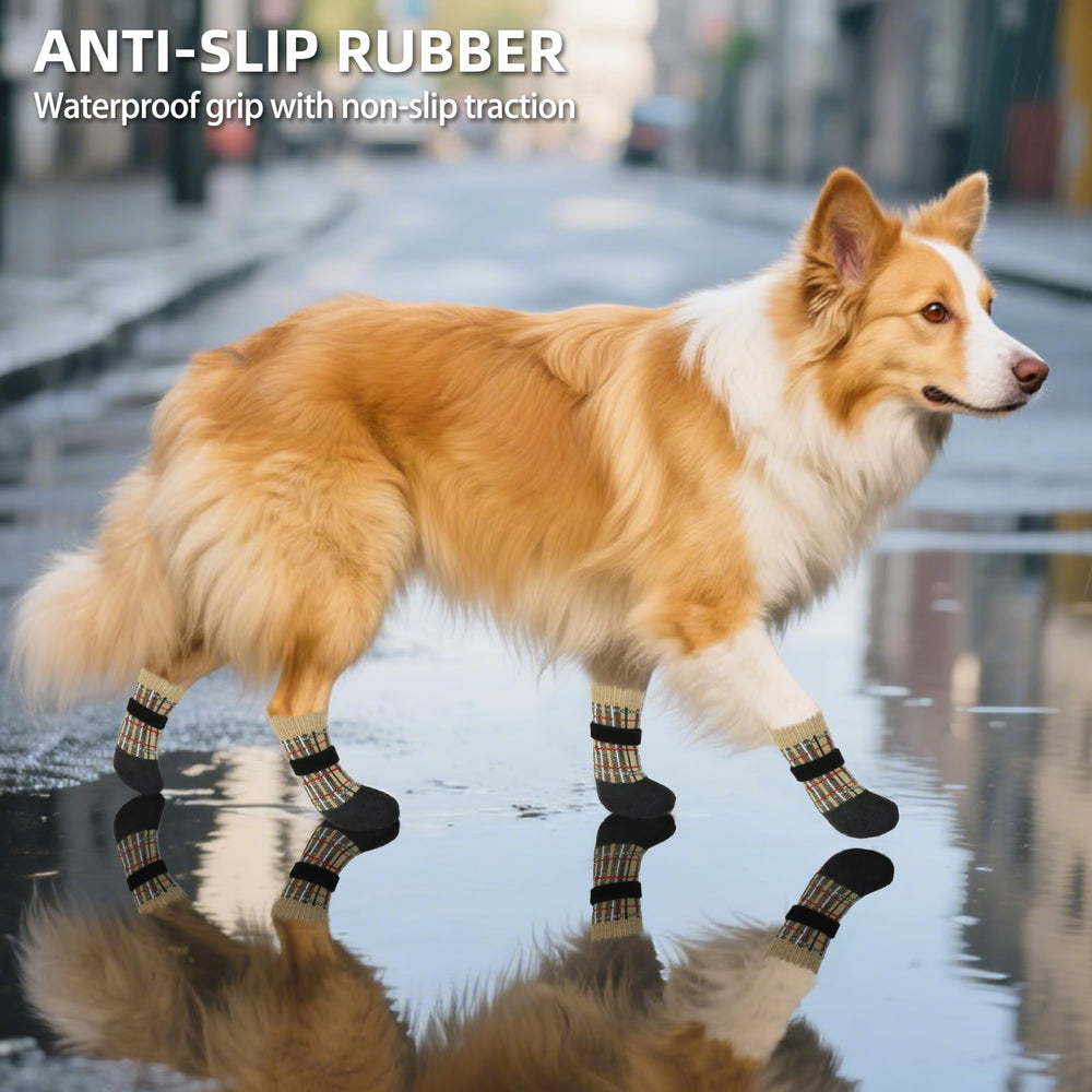 PUPTECK dog shoes anti-slip sole demonstrating stable footing on slick surfaces.