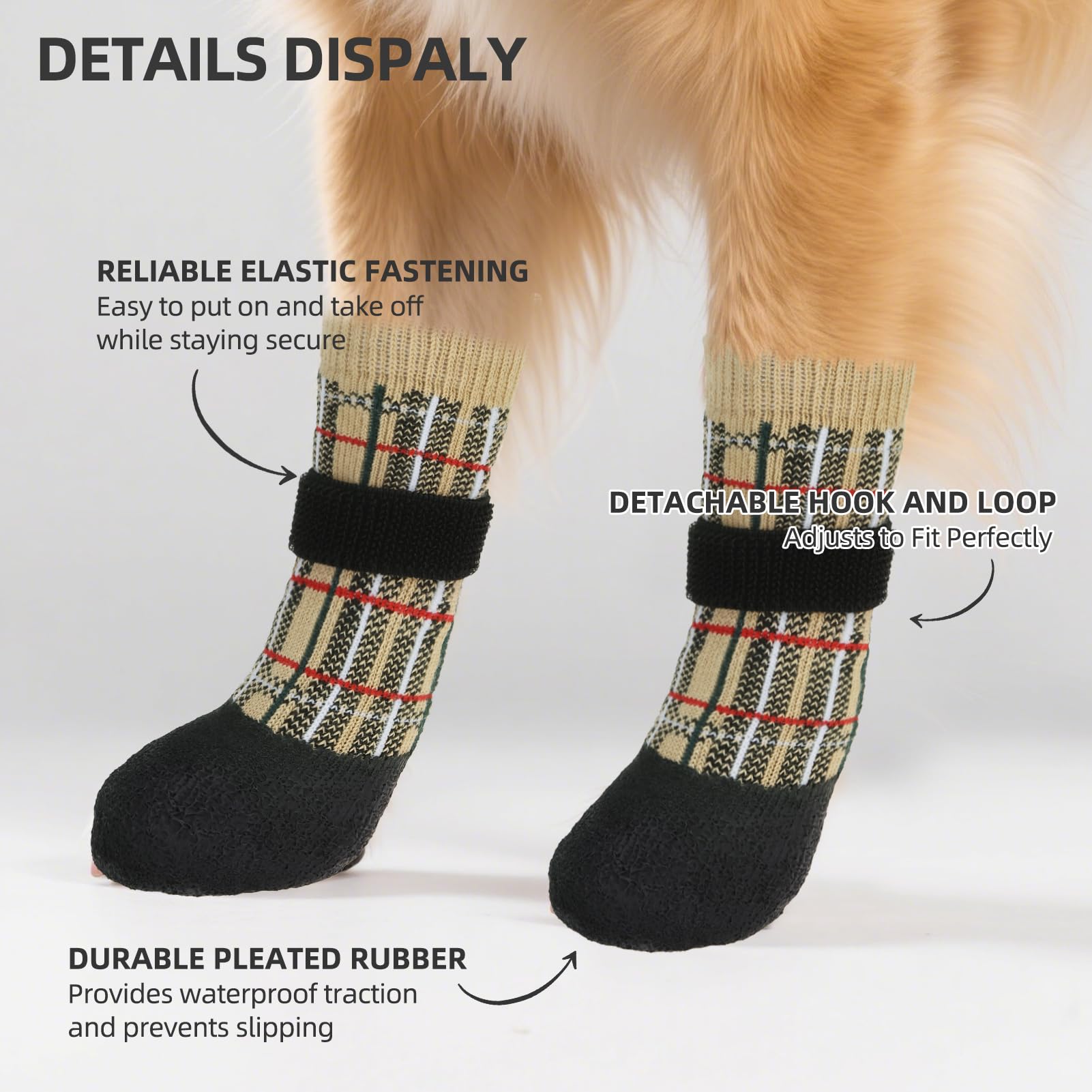 PUPTECK dog shoes side profile highlighting anti-slip outsole for traction.