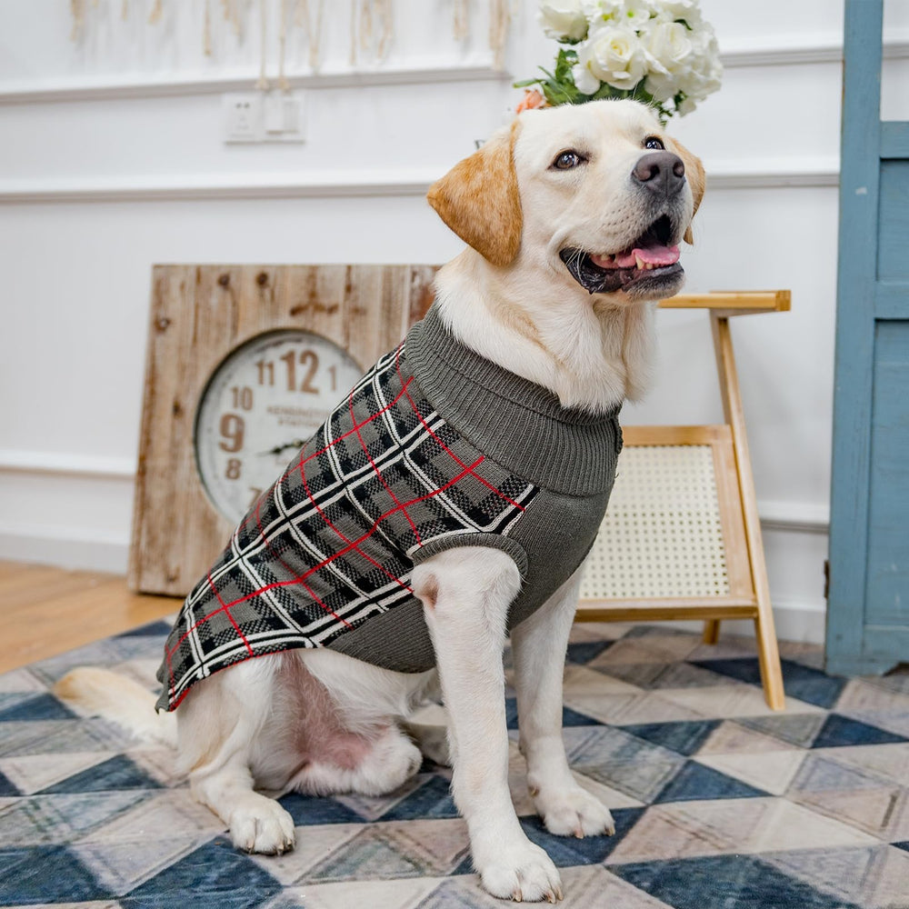 PUPTECK dog sweater classic plaid pattern adds holiday charm.