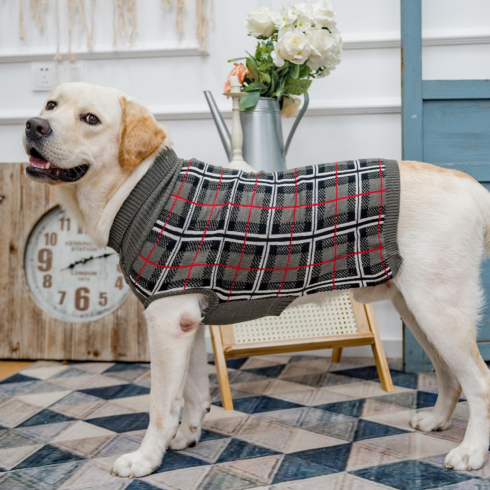 PUPTECK dog sweater grey color ideal for fall and winter layering.