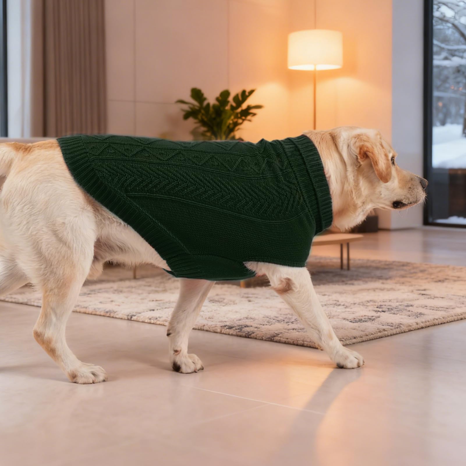 PUPTECK leash-hole feature enables easy walking while wearing the sweater