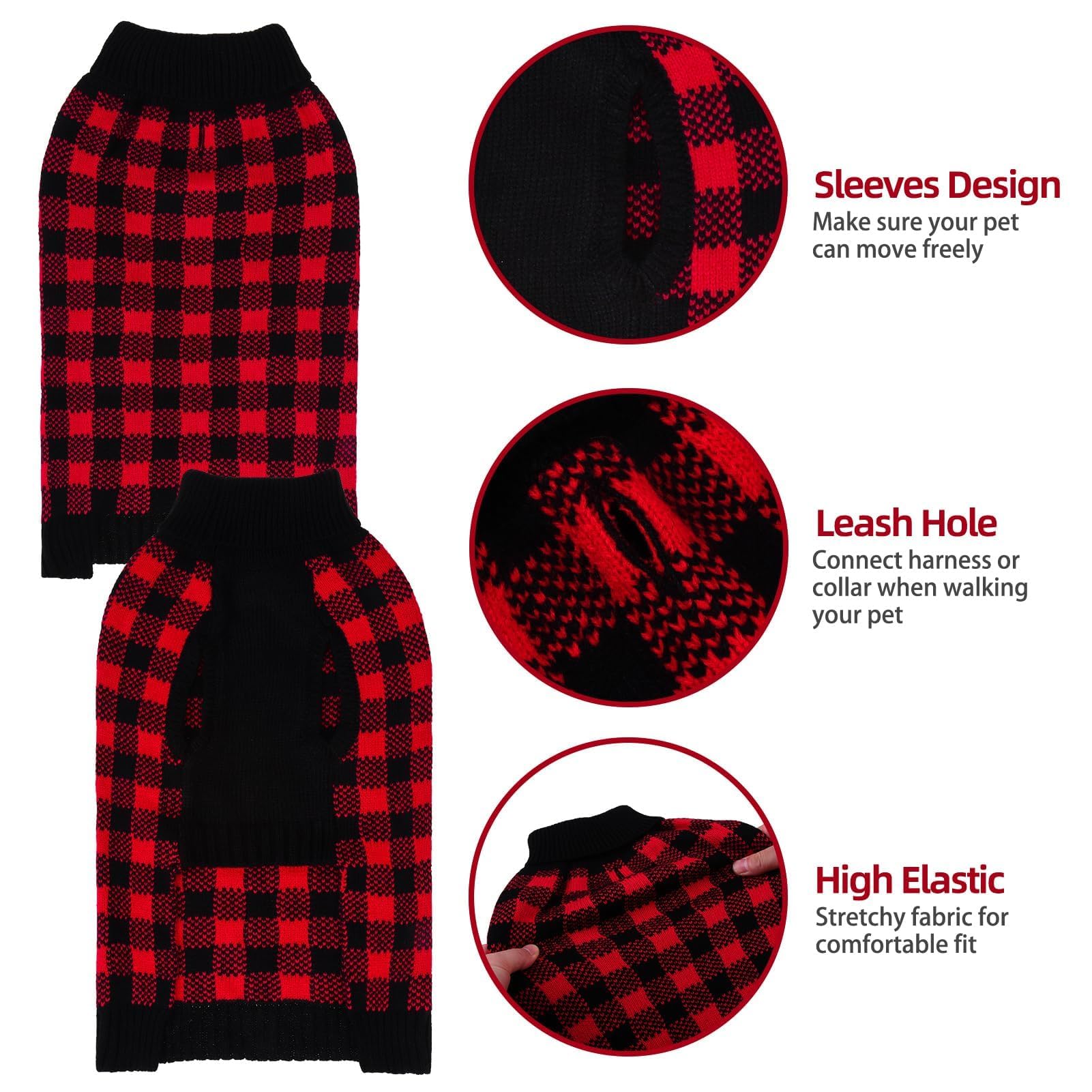 PUPTECK dog sweater with leash hole enables easy outdoor walks