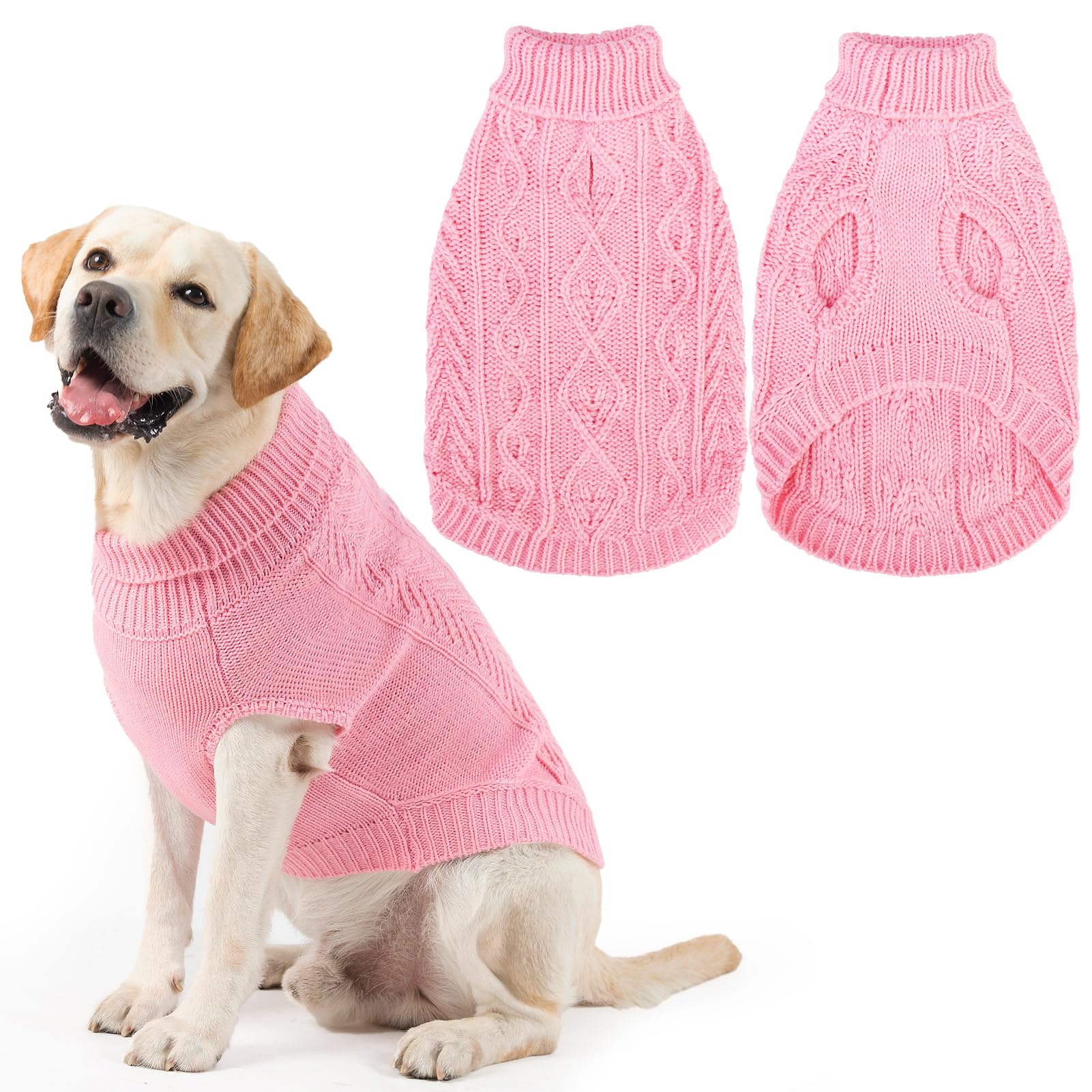 Pupteck pink ml front view shows warm knit for chilly walks