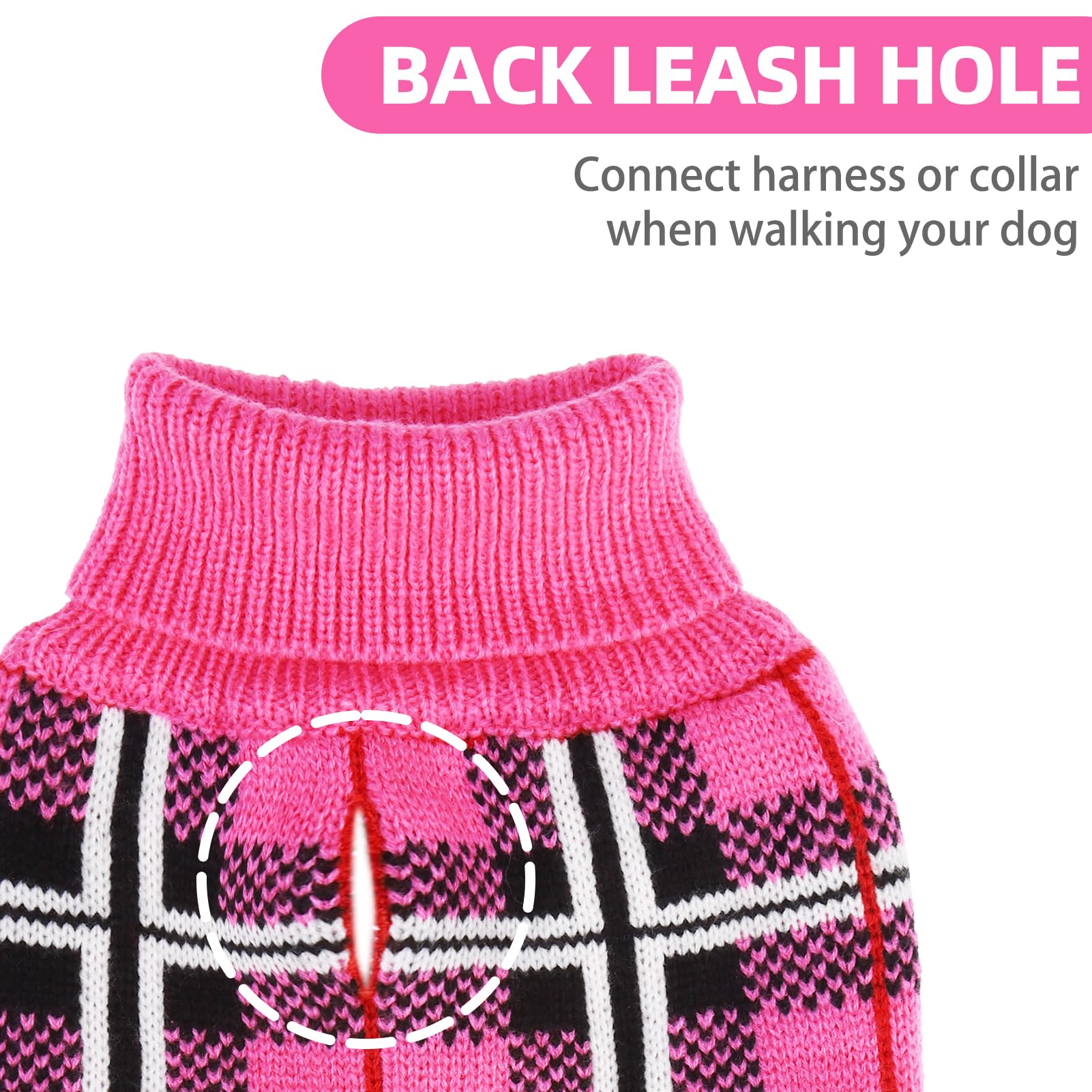 PUPTECK dog sweater plaid fuchsia on-dog model highlights classic holiday style