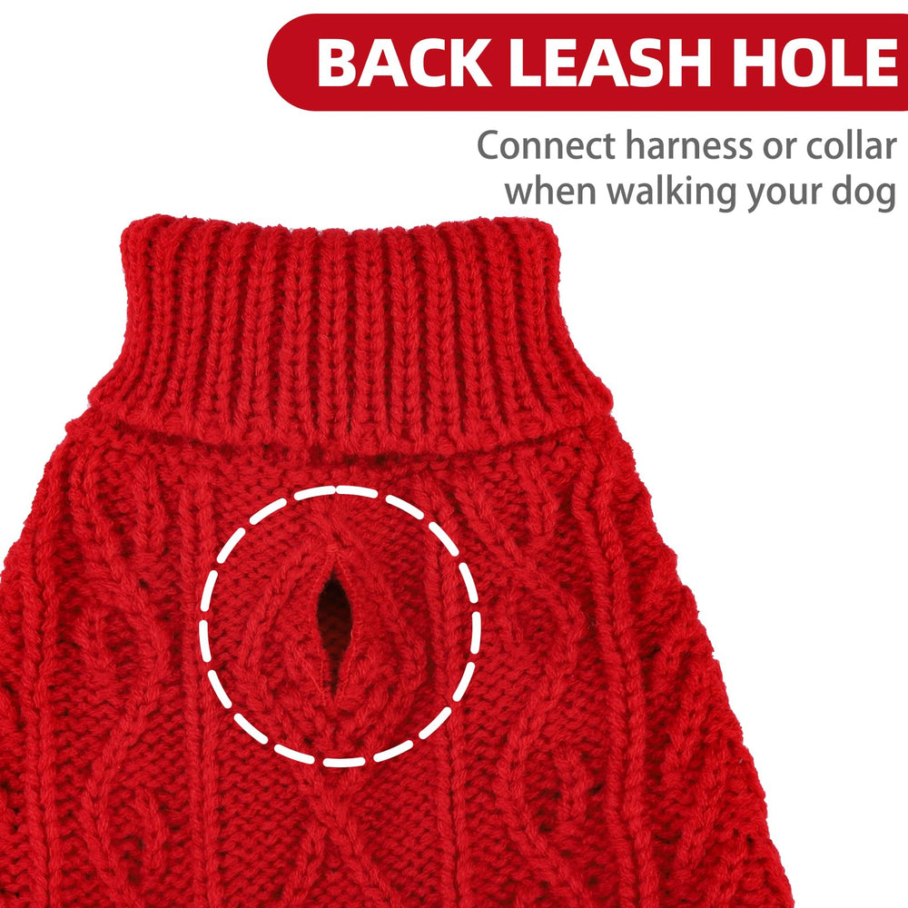 PUPTECK dog sweater red turtleneck highlights stretchy neck for comfortable warmth.