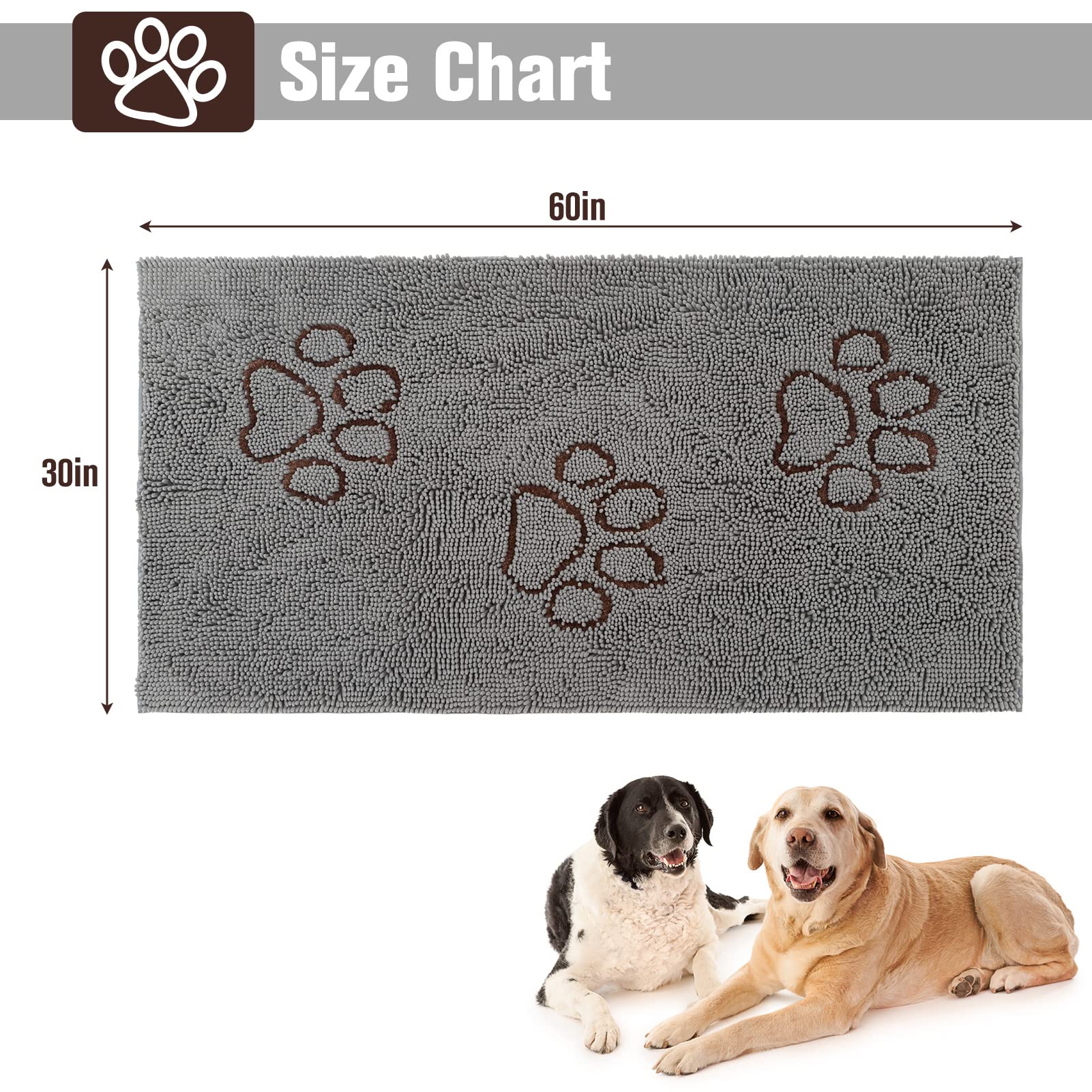 PUPTECK doormat with non-slip backing prevents slips on smooth floors.