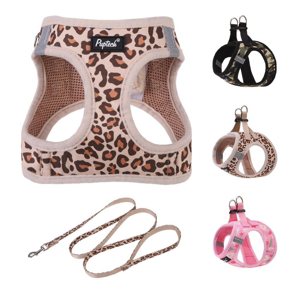 PUPTECK brown leopard harness front view for comfortable fit