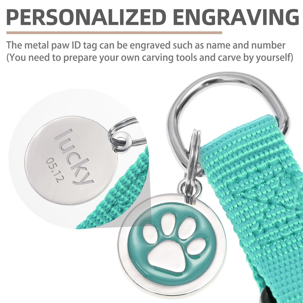 PUPTECK harness front ID tag with paw motif for personalized ID