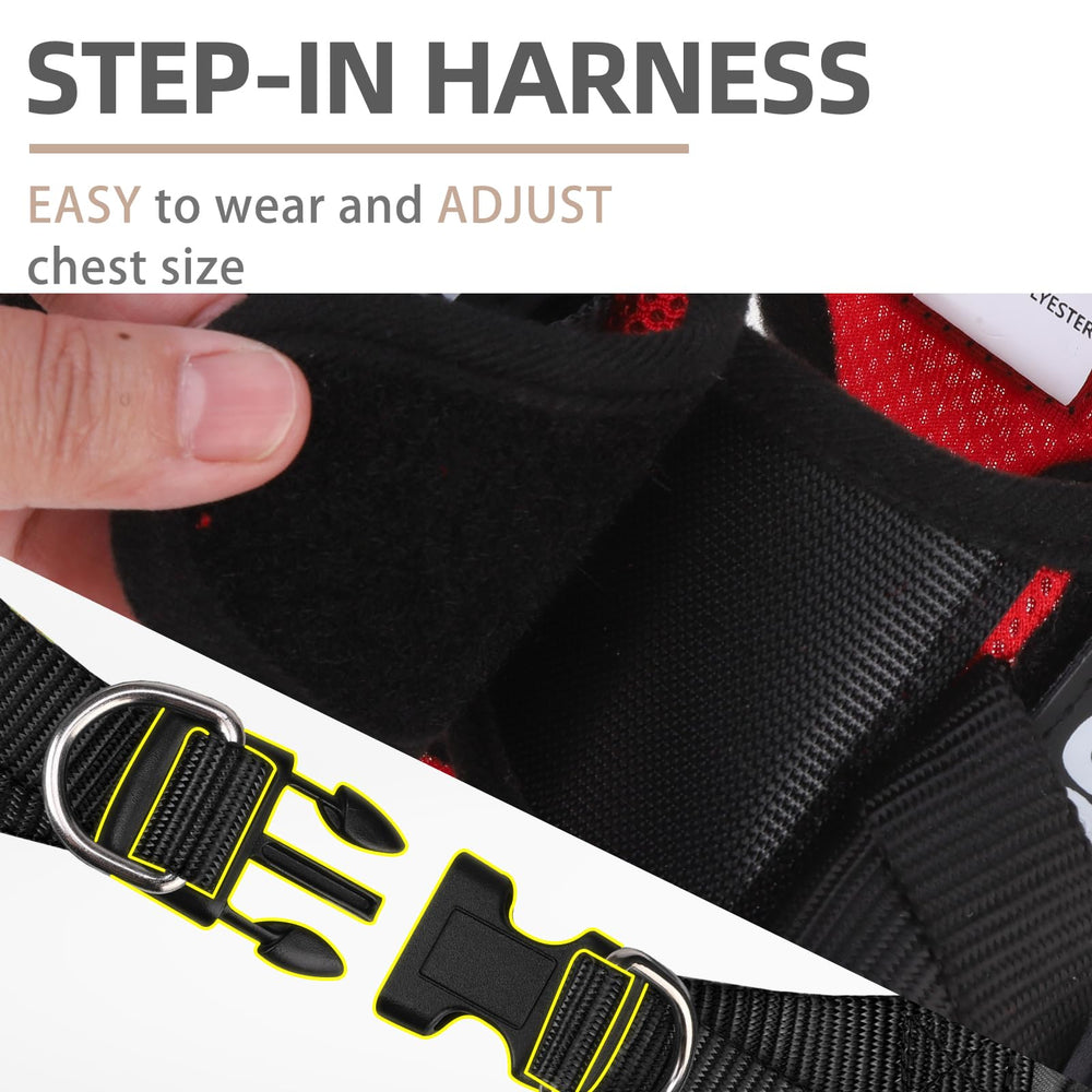 PUPTECK harness with removable patches for customized appearance during outings.