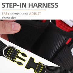 PUPTECK harness with removable patches for customized appearance during outings.