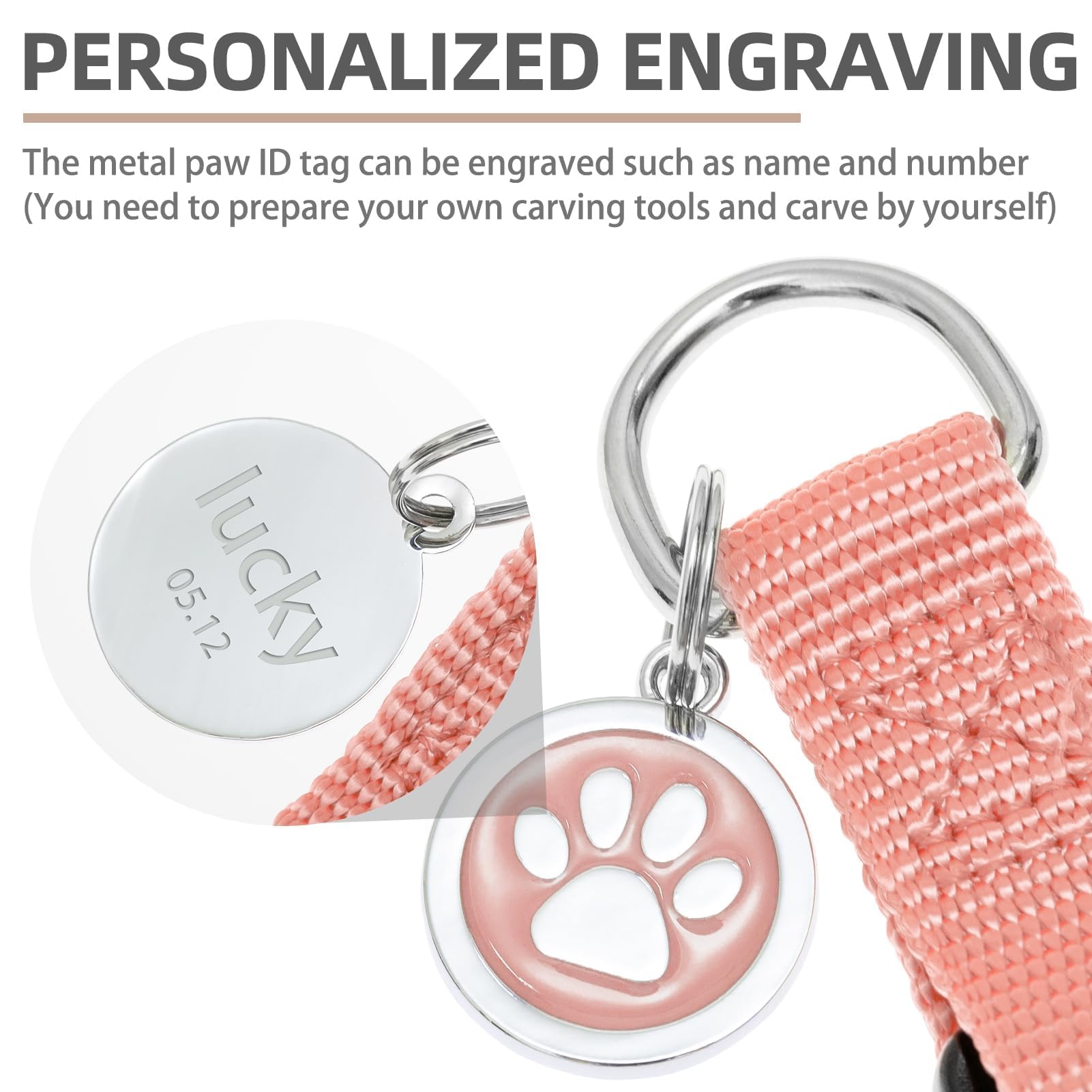 PUPTECK ID tag DIY front paw pattern and engraving-ready back.