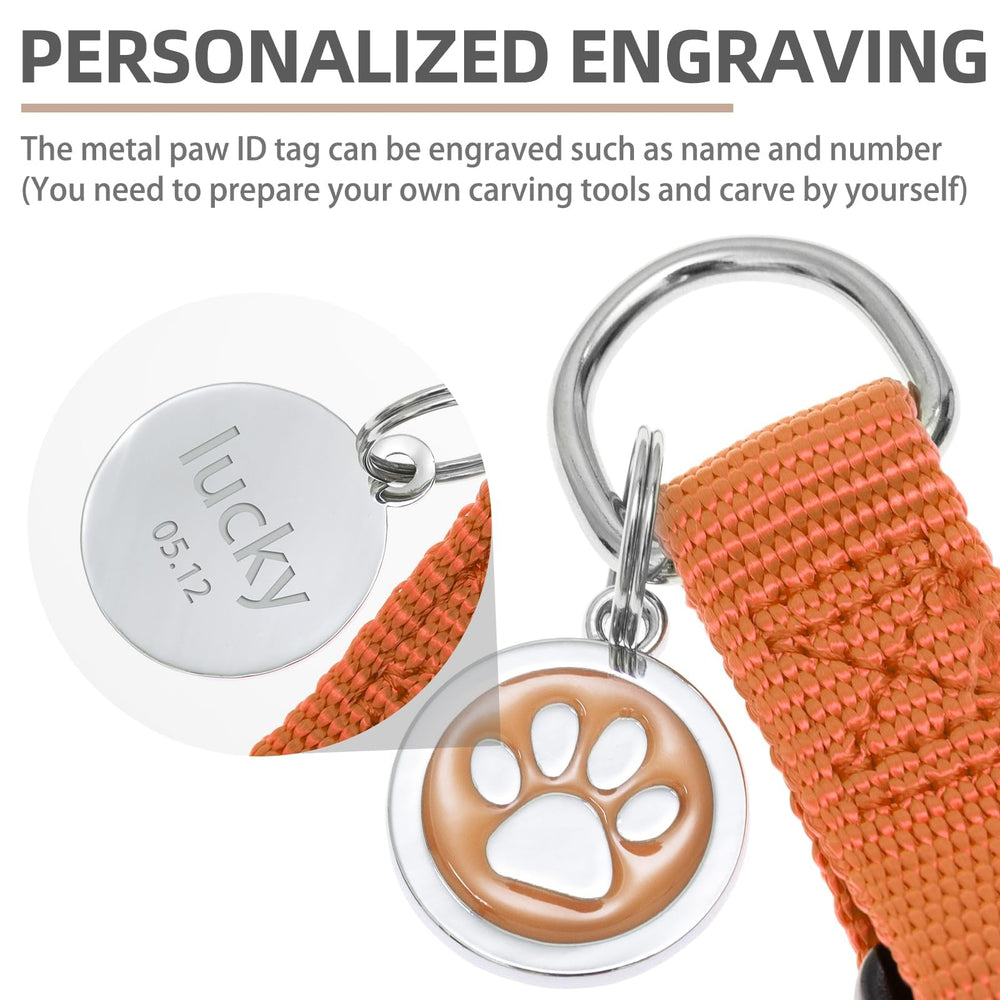 PUPTECK ID tag with paw pattern and engraving area on front