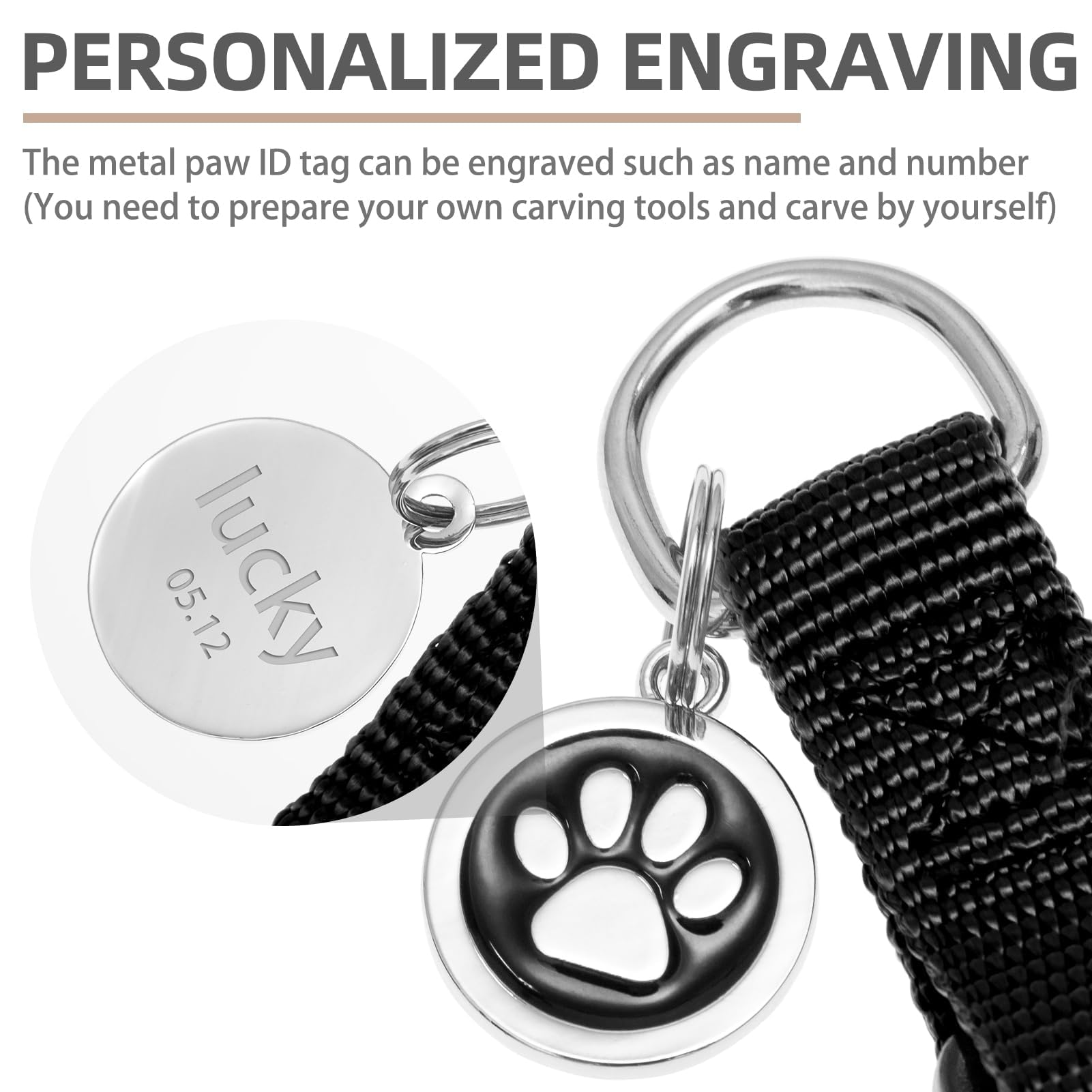 PUPTECK ID tag paw-pattern image with removable engraving area